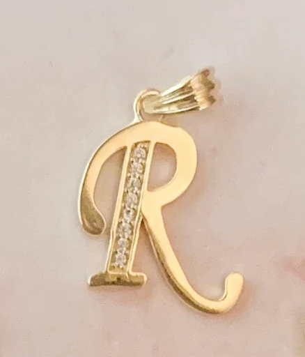 10k Solid Gold CZ Cursive CUSTOMIZED Initial Letter Pendant (FC) - Image 24