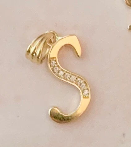 10k Solid Gold CZ Cursive CUSTOMIZED Initial Letter Pendant (FC) - Image 25