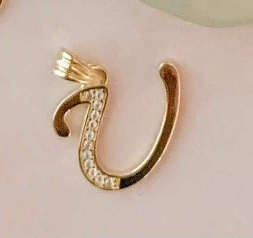 10k Solid Gold CZ Cursive CUSTOMIZED Initial Letter Pendant (FC) - Image 27