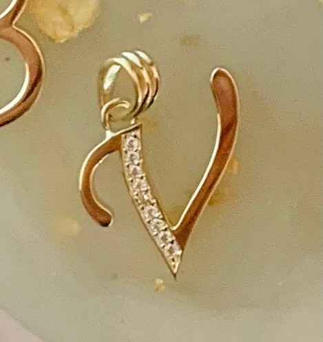 10k Solid Gold CZ Cursive CUSTOMIZED Initial Letter Pendant (FC) - Image 28