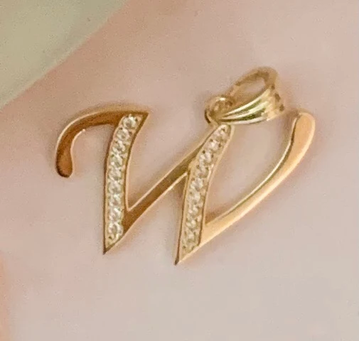 10k Solid Gold CZ Cursive CUSTOMIZED Initial Letter Pendant (FC) - Image 29
