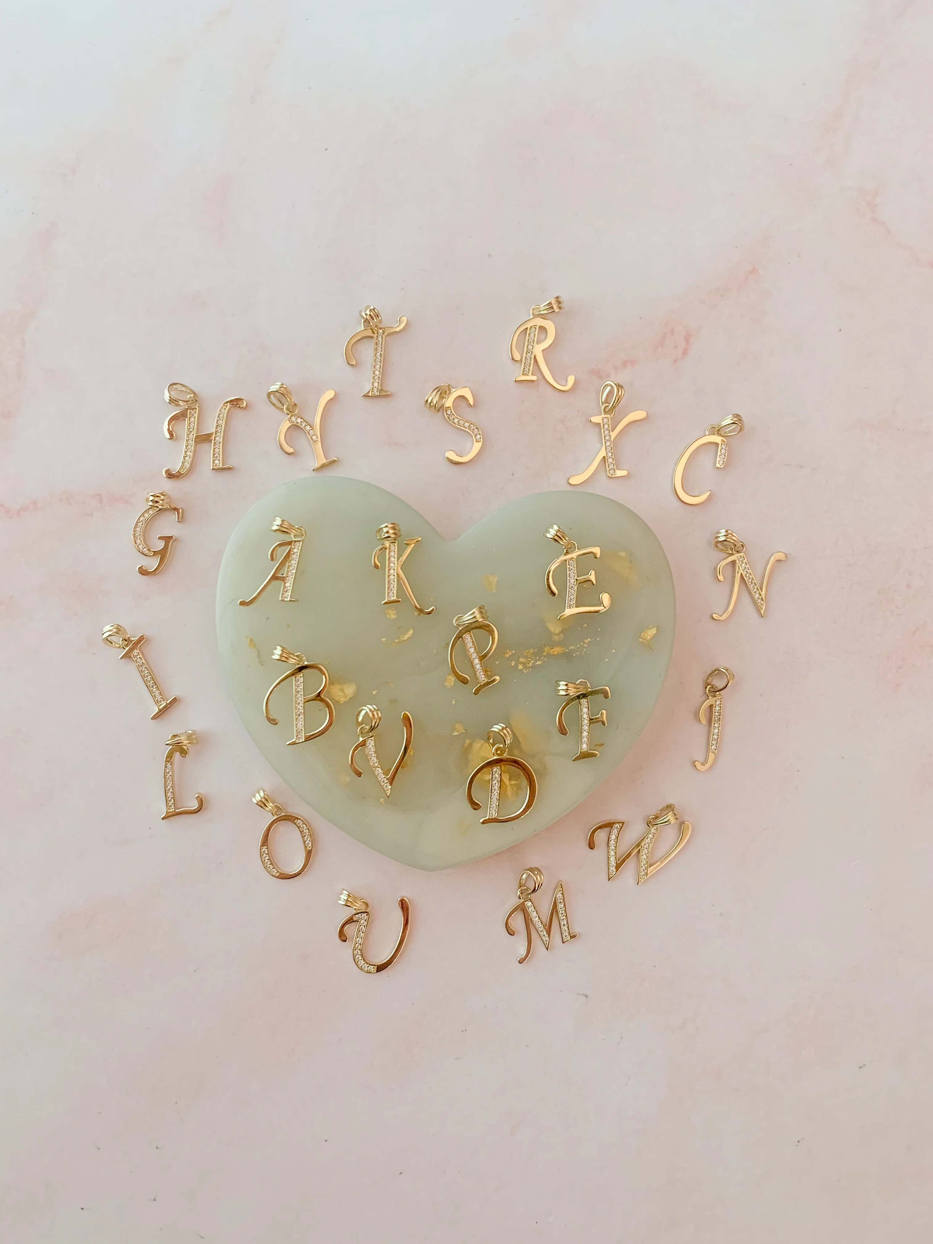 10k Solid Gold CZ Cursive CUSTOMIZED Initial Letter Pendant (FC) - Image 3
