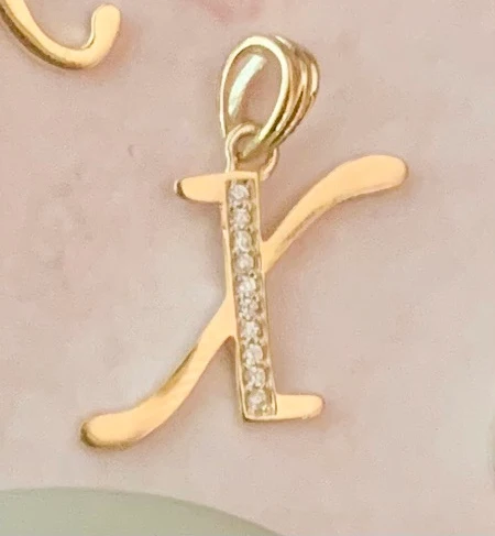 10k Solid Gold CZ Cursive CUSTOMIZED Initial Letter Pendant (FC) - Image 30
