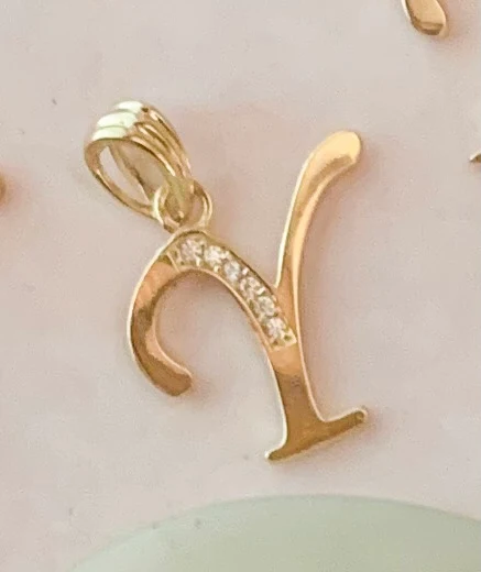 10k Solid Gold CZ Cursive CUSTOMIZED Initial Letter Pendant (FC) - Image 31