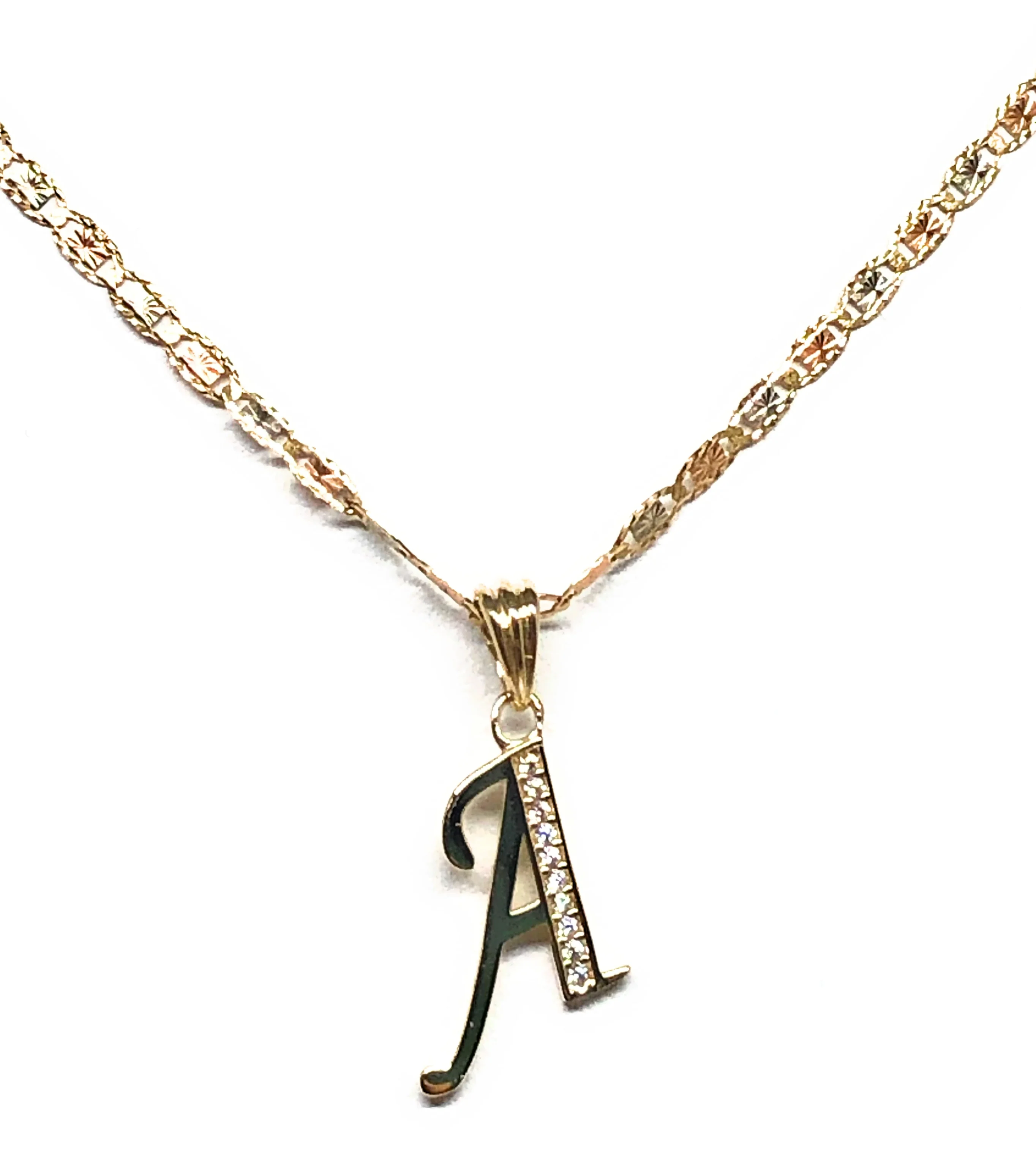 10k Solid Gold CZ Cursive CUSTOMIZED Initial Letter Pendant (FC) - Image 4