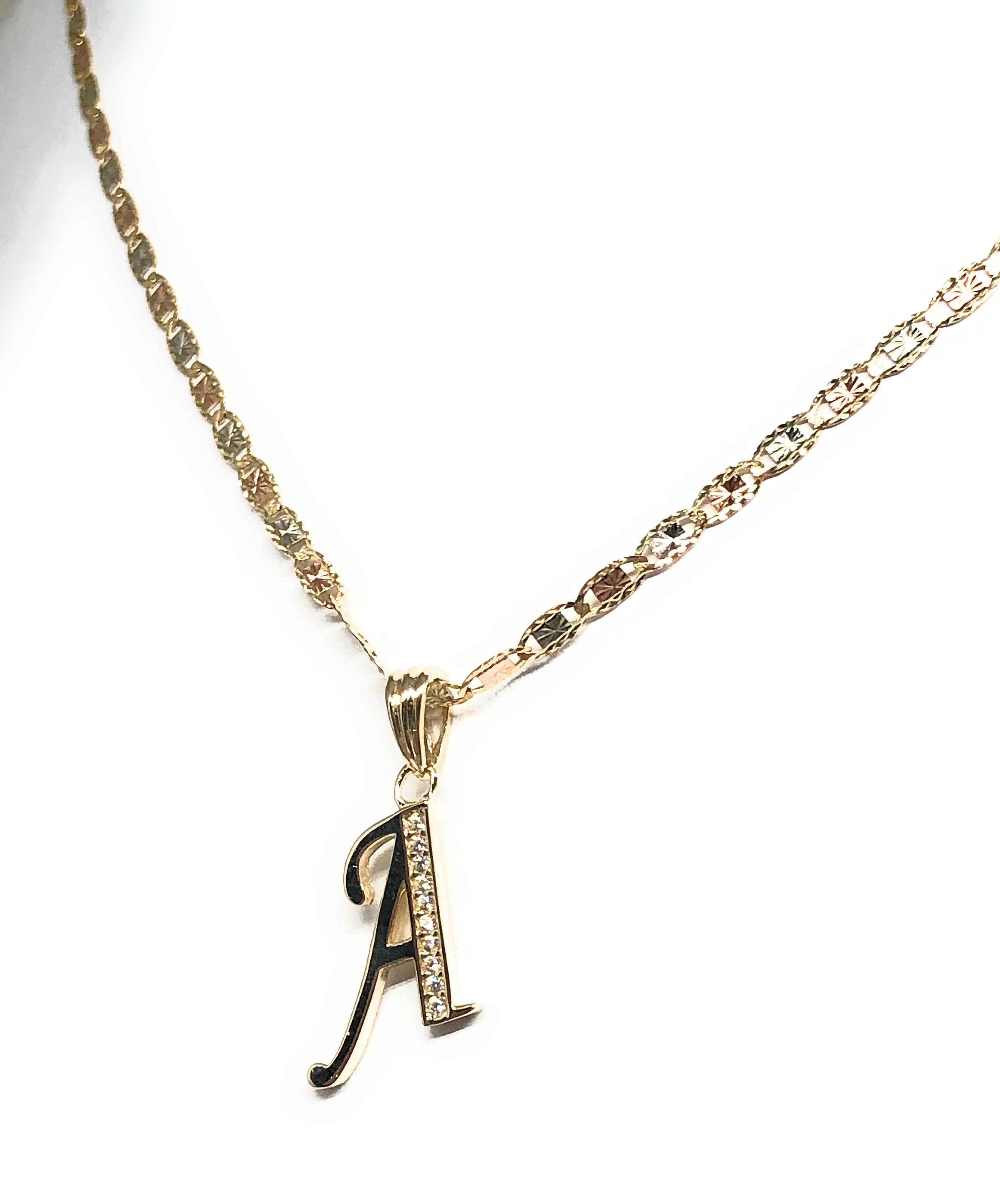 10k Solid Gold CZ Cursive CUSTOMIZED Initial Letter Pendant (FC) - Image 5