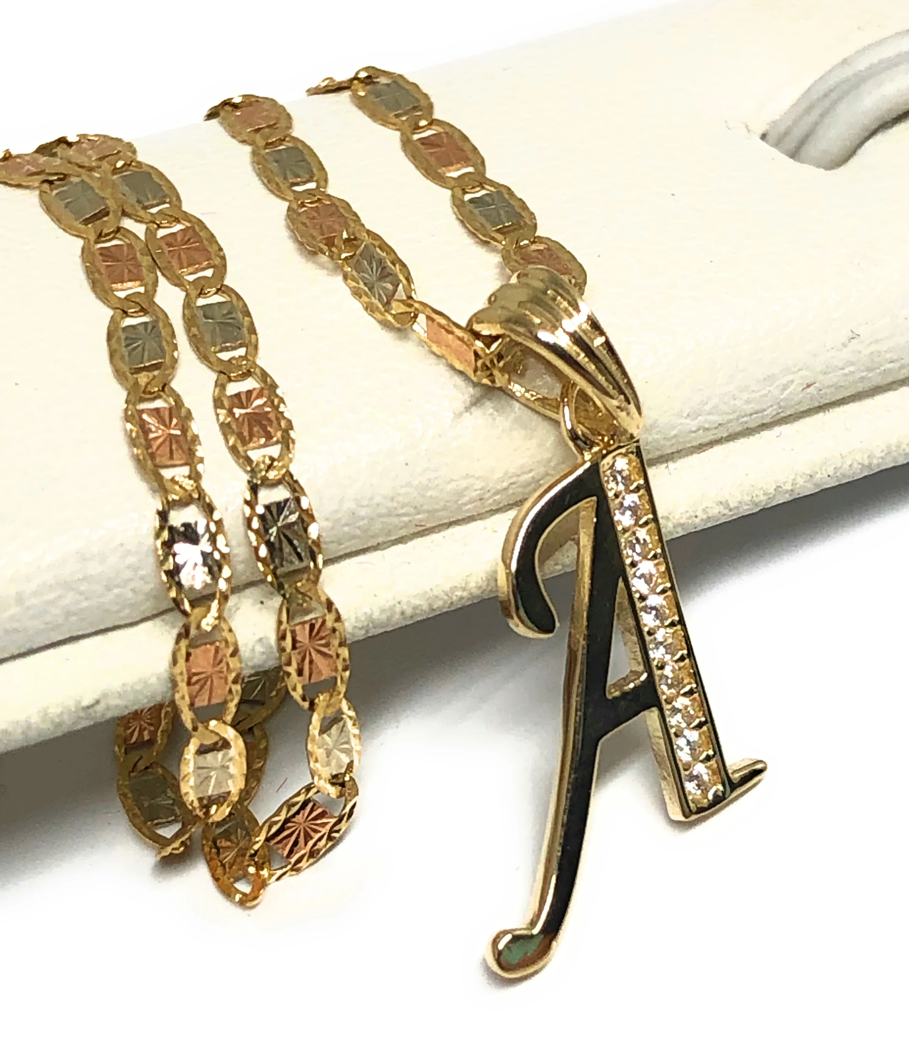 10k Solid Gold CZ Cursive CUSTOMIZED Initial Letter Pendant (FC) - Image 6