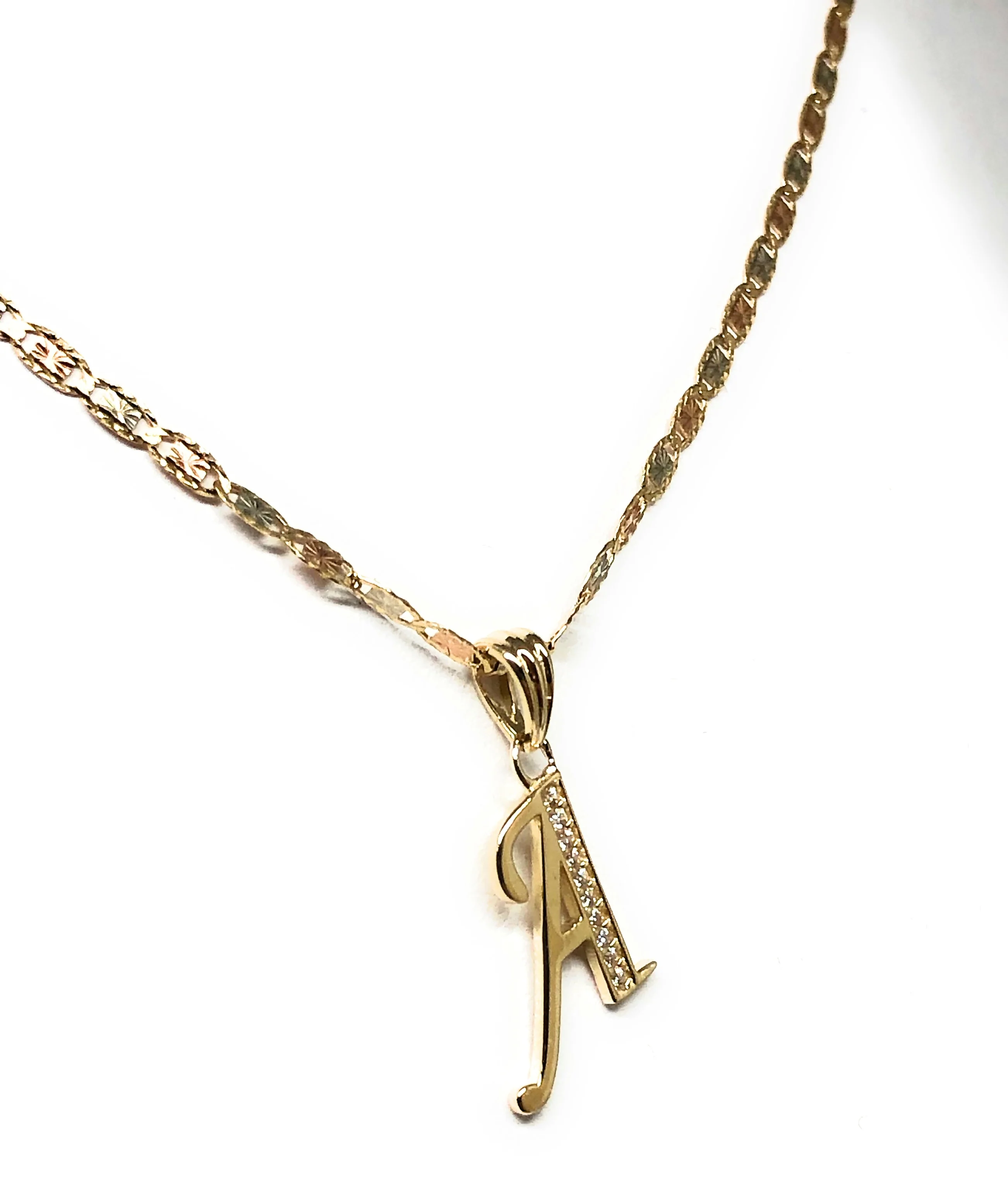 10k Solid Gold CZ Cursive CUSTOMIZED Initial Letter Pendant (FC) - Image 7