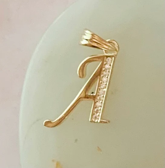 10k Solid Gold CZ Cursive CUSTOMIZED Initial Letter Pendant (FC) - Image 8