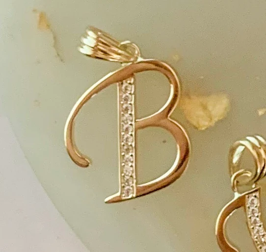 10k Solid Gold CZ Cursive CUSTOMIZED Initial Letter Pendant (FC) - Image 9