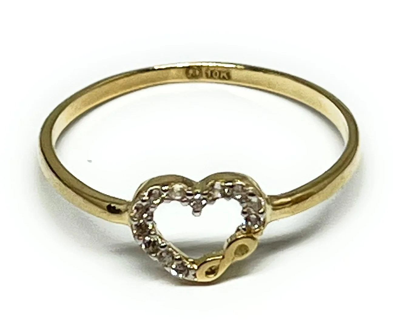 10k Solid Gold Dainty Heart Infinity CZ Ring