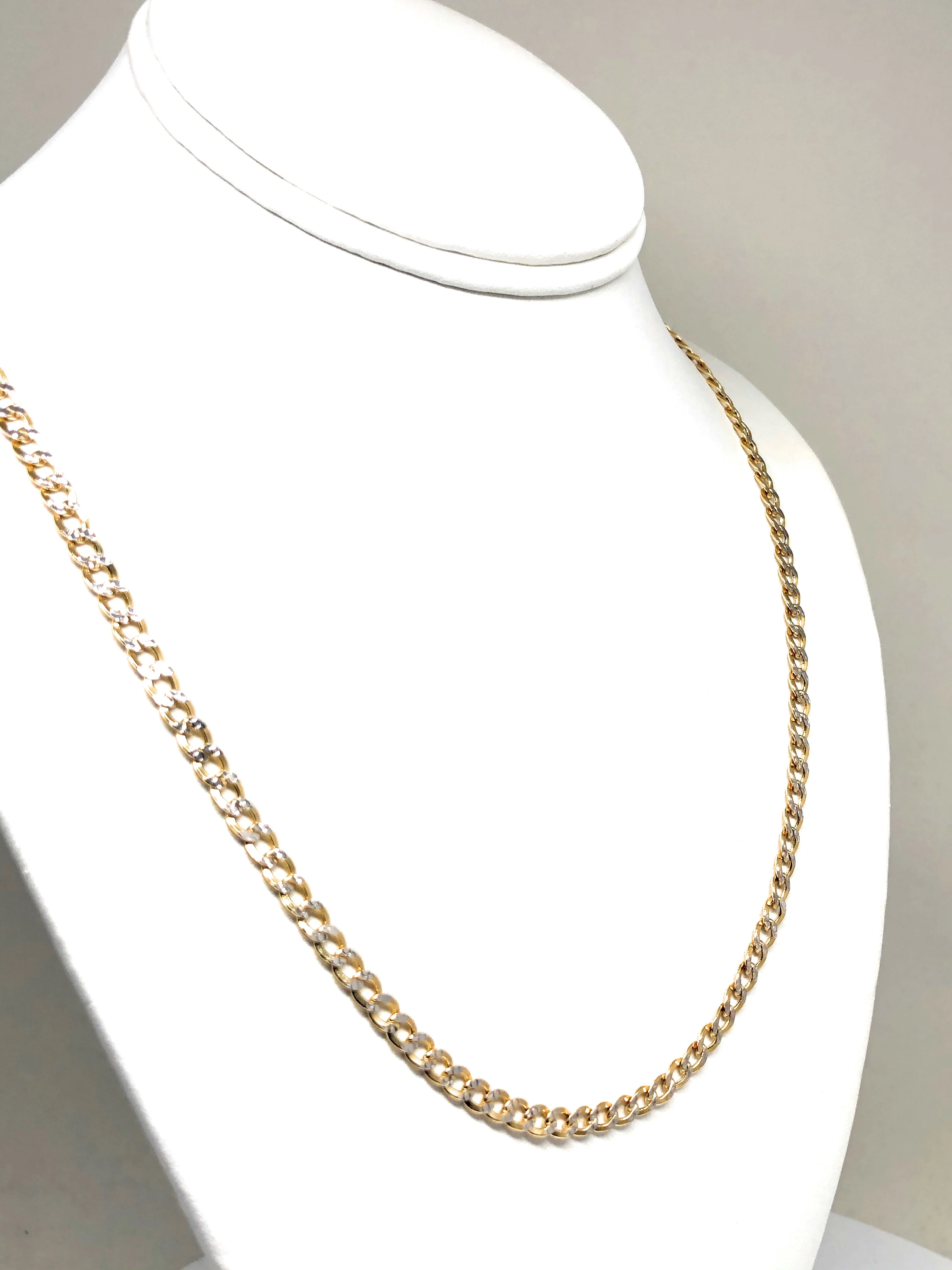 10k Solid Gold Diamond Cut (White Gold) Cuban CURB Link Chain 18-24 inches 4.5mm (Semi-Hollow Style) - Image 8