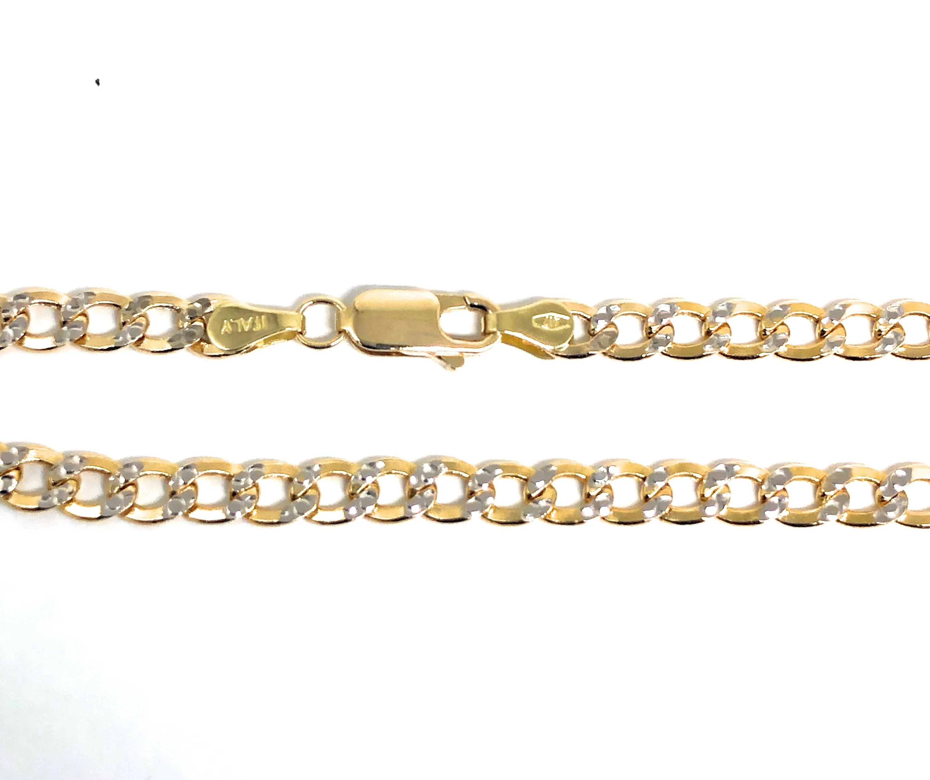 10k Solid Gold Diamond Cut (White Gold) Cuban CURB Link Chain 18-26 inches 5.2mm (Semi-Hollow Style) - Image 3