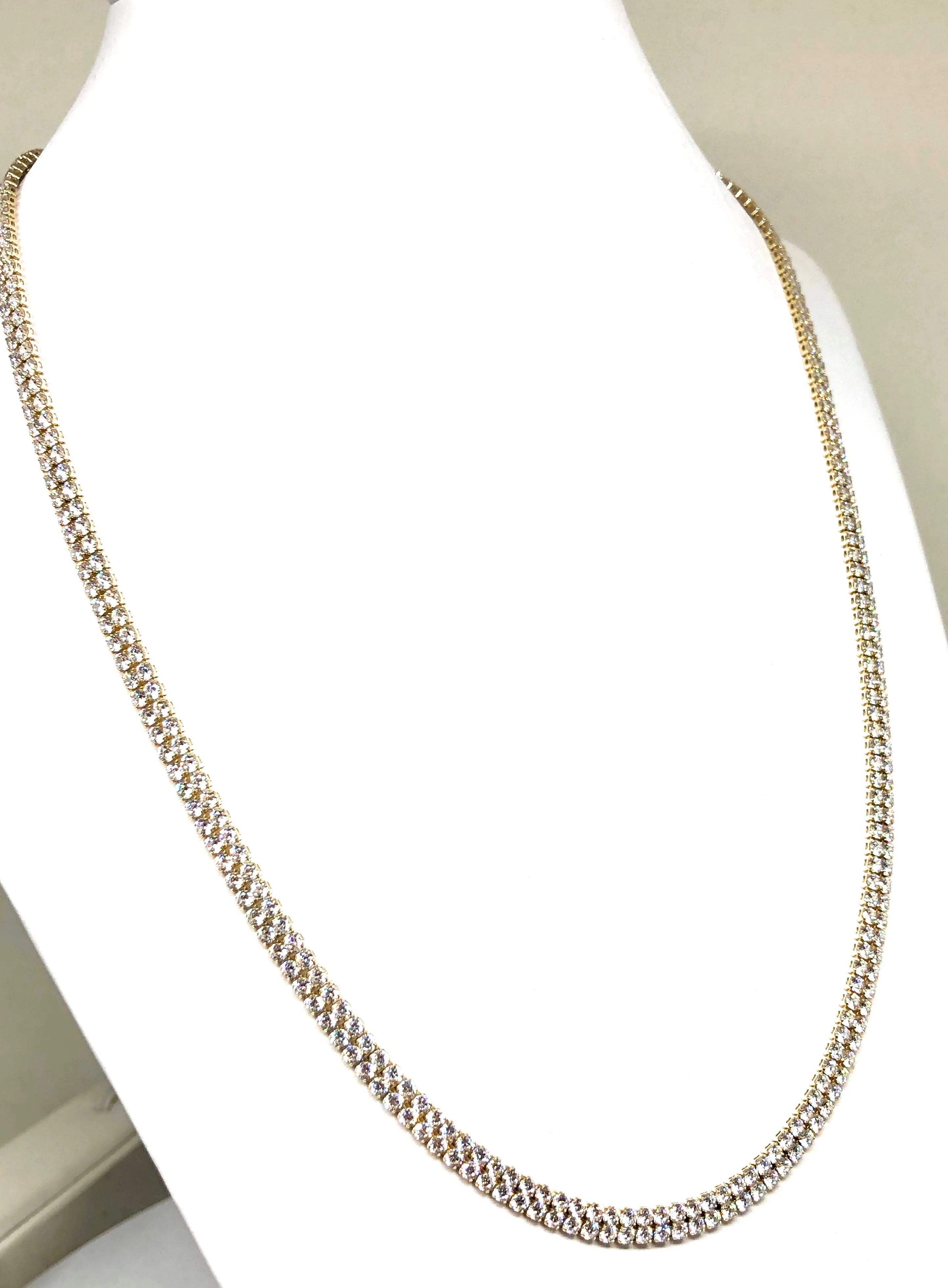 10k Solid Gold Double Tennis CZ Chain 16-22 inch 4.3mm - Image 5