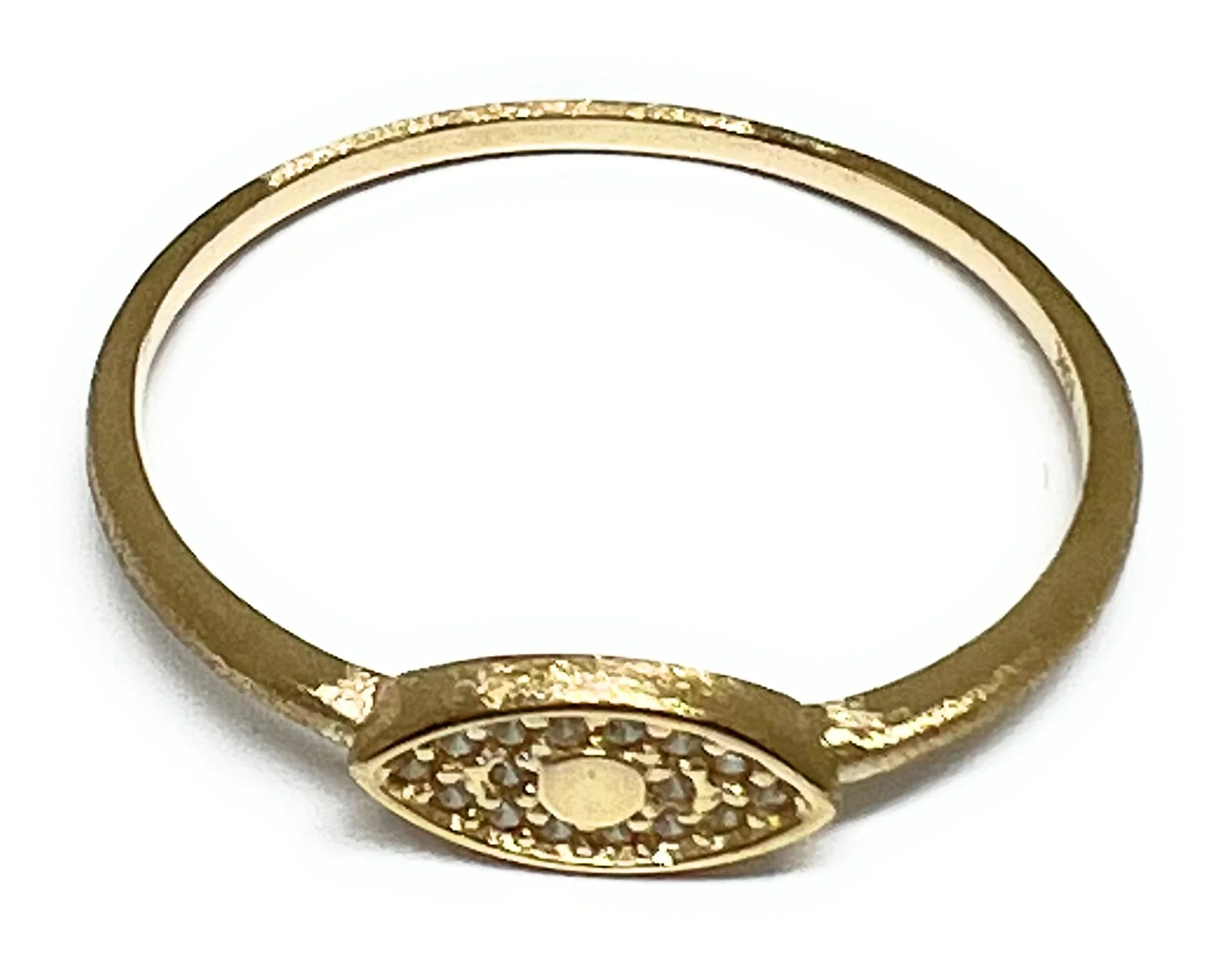 10k Solid Gold Evil Eye CZ Matte Dainty Ring (FC  157)