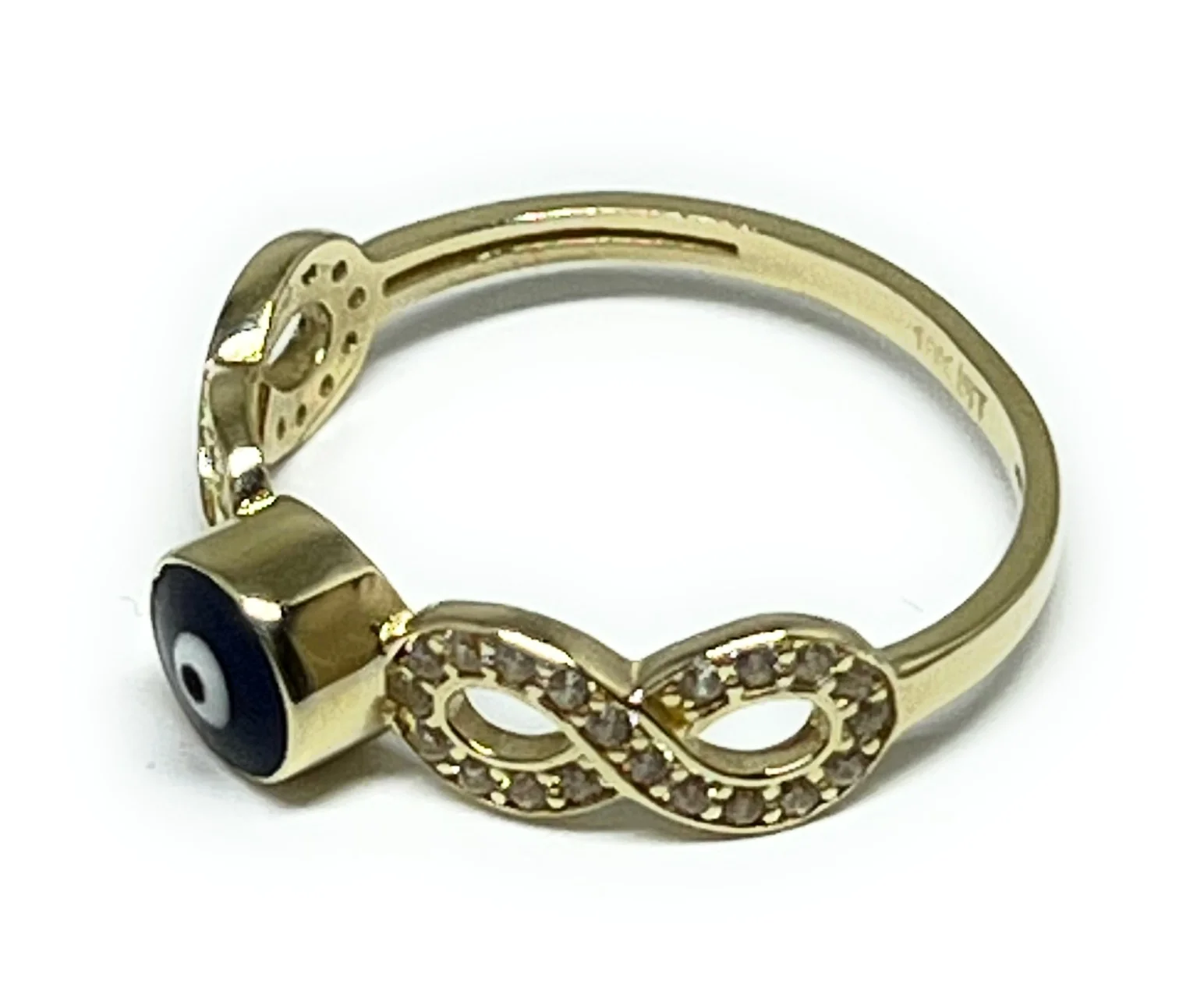 10k Solid Gold Evil Eye CZ Ring - Image 2