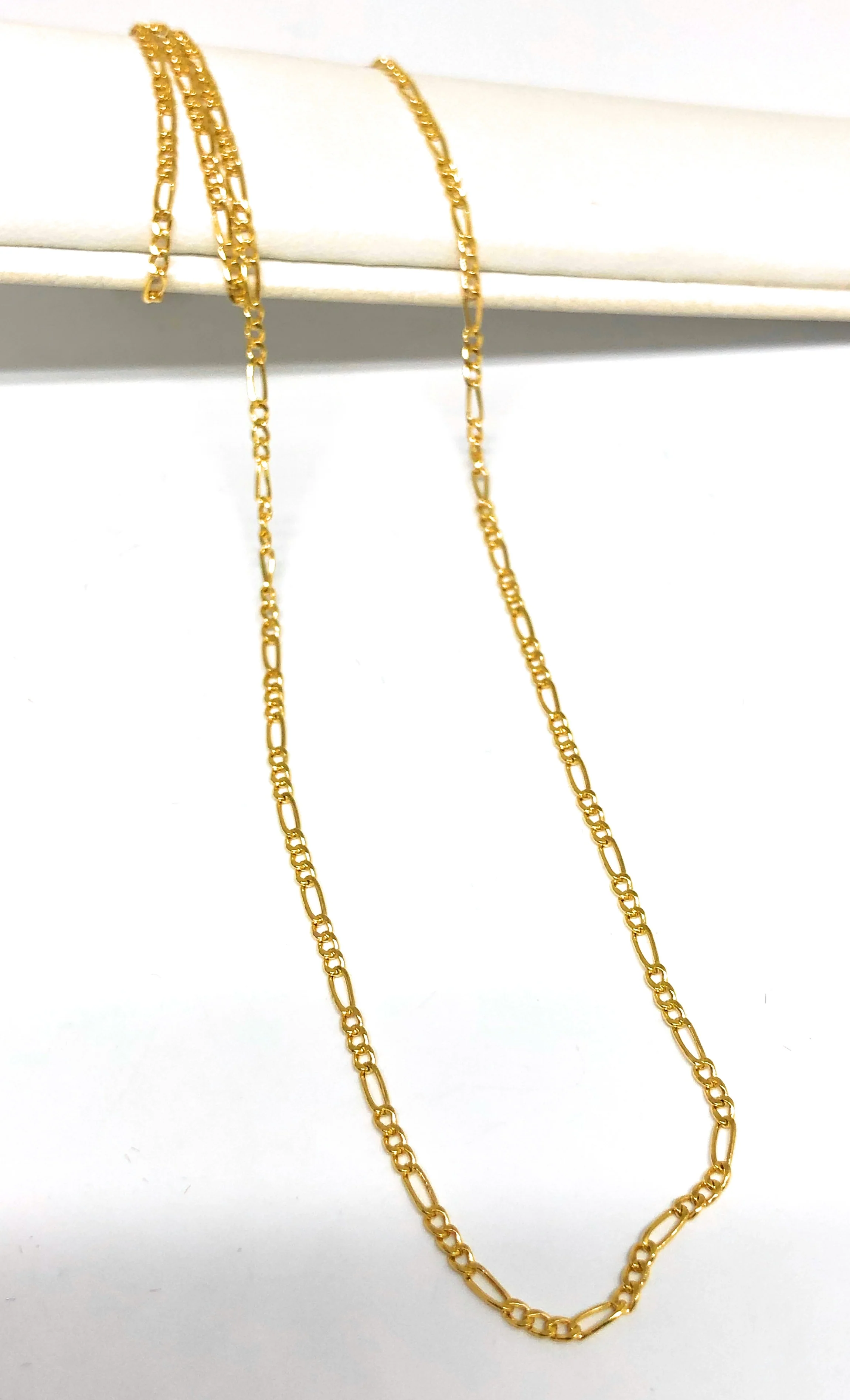 10k Solid Gold Figaro Chain 16-18 inch 1.5mm VERY THIN (Semi-Hollow Style)