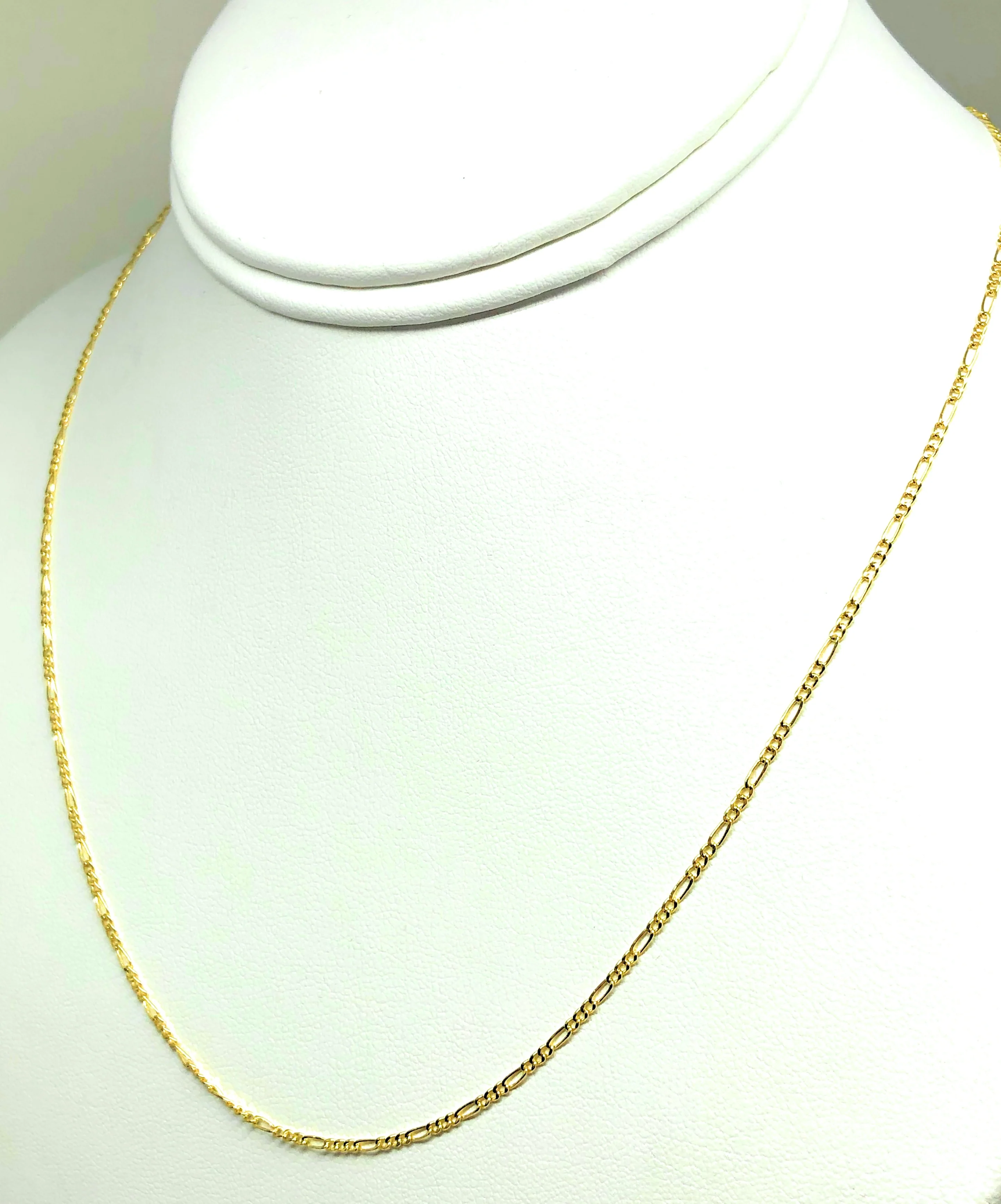 10k Solid Gold Figaro Chain 16-18 inch 1.5mm VERY THIN (Semi-Hollow Style) - Image 6