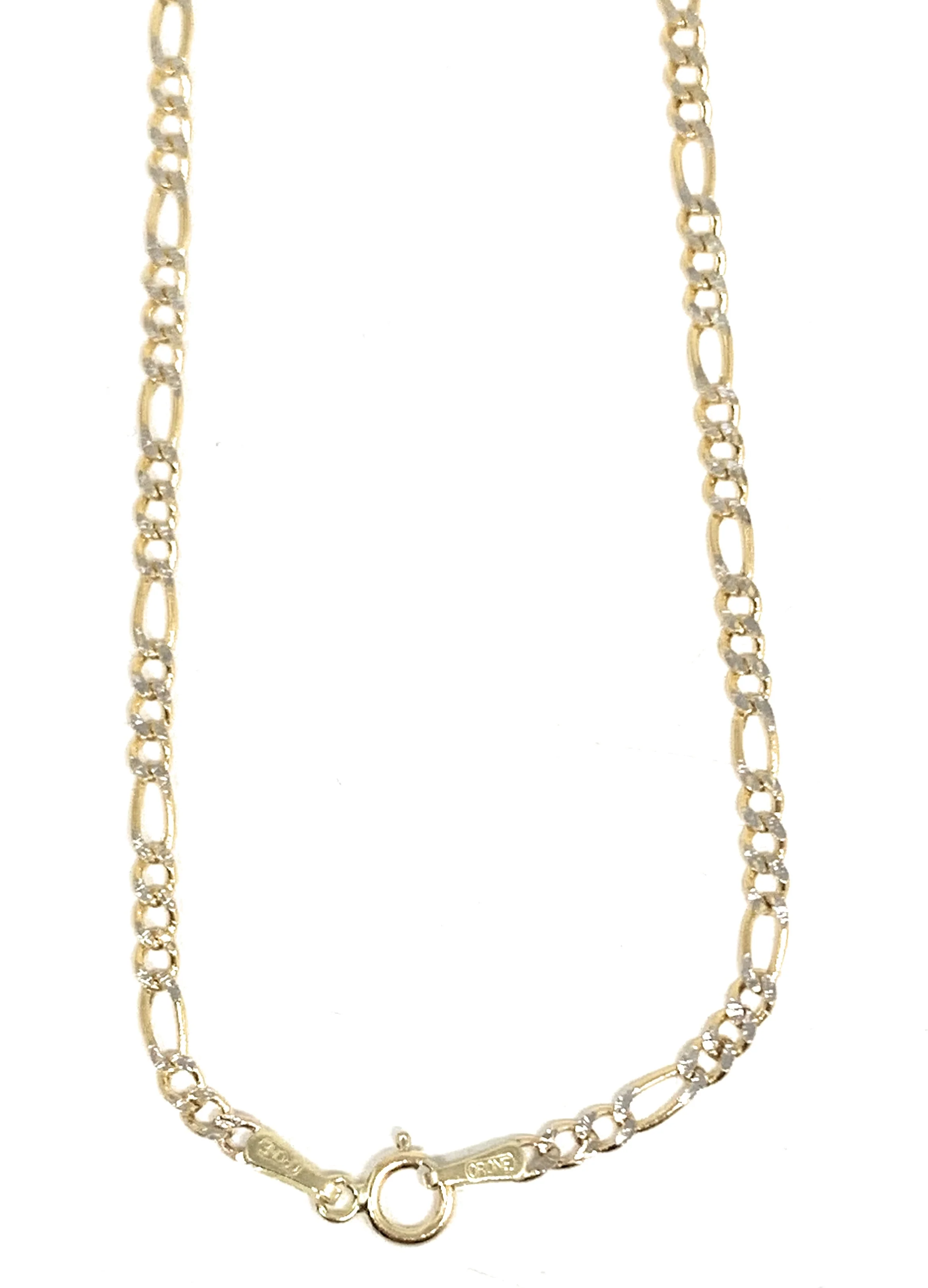 10k Solid Gold Figaro Chain 18-24 inches 2.5mm (Semi-Hollow Style) - Image 2