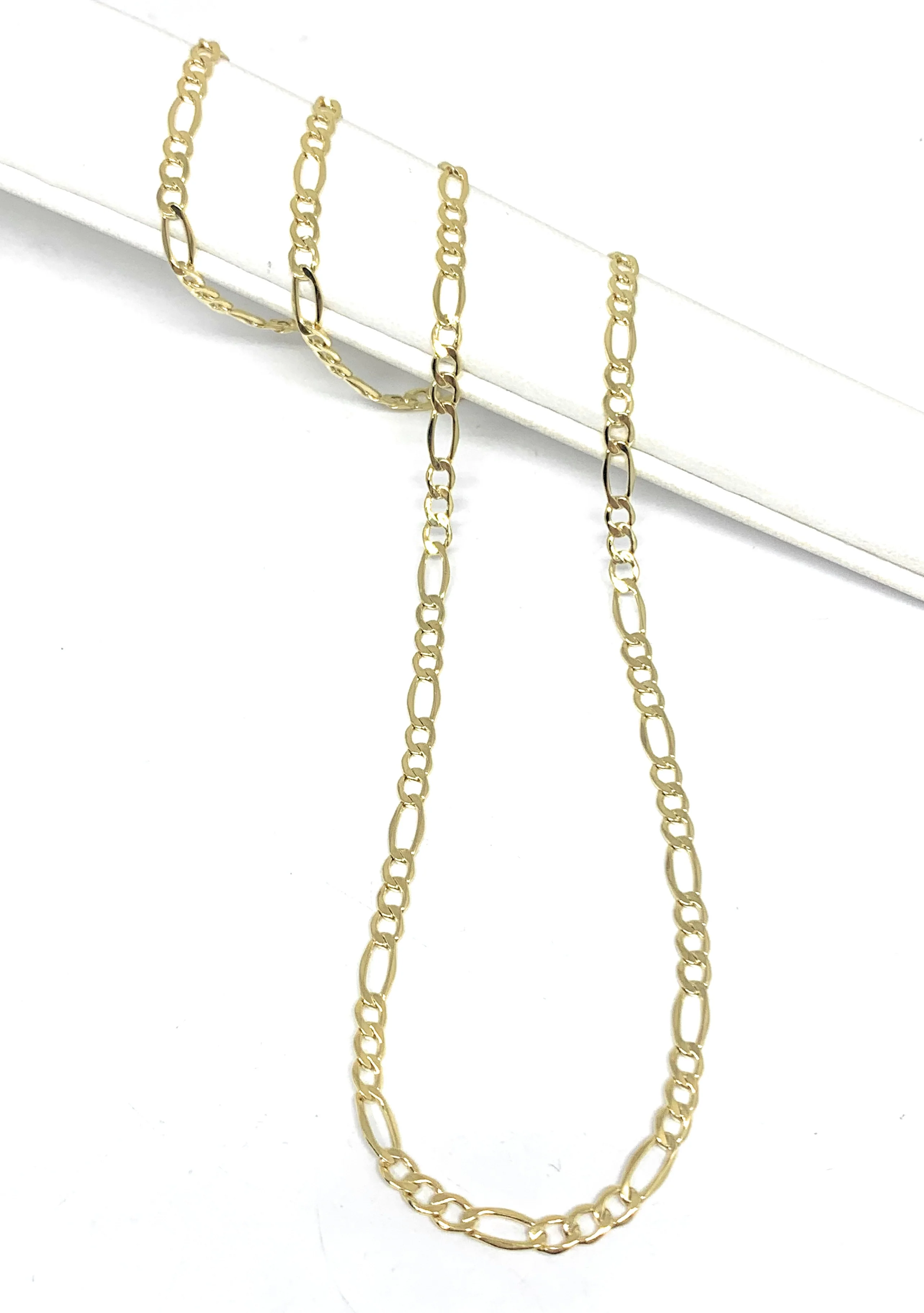 10k Solid Gold Figaro Chain 18-26 inches 3.5mm (Semi-Hollow Style) - Image 3