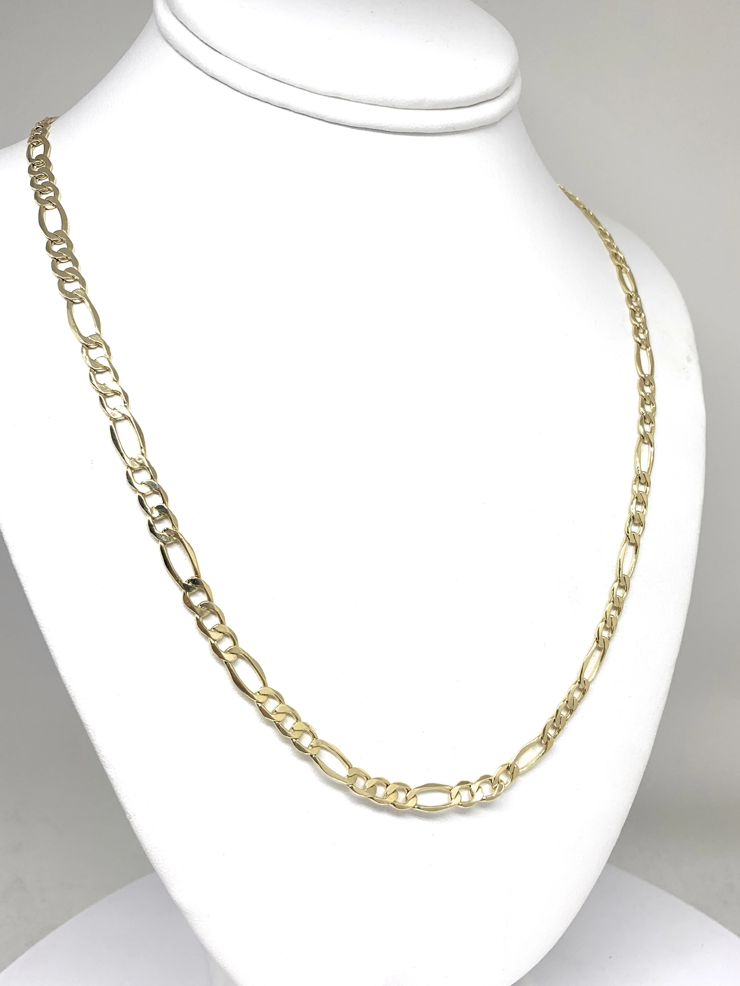10k Solid Gold Figaro Chain 18-26 inch 5.3mm (Semi-Hollow Style) - Image 6