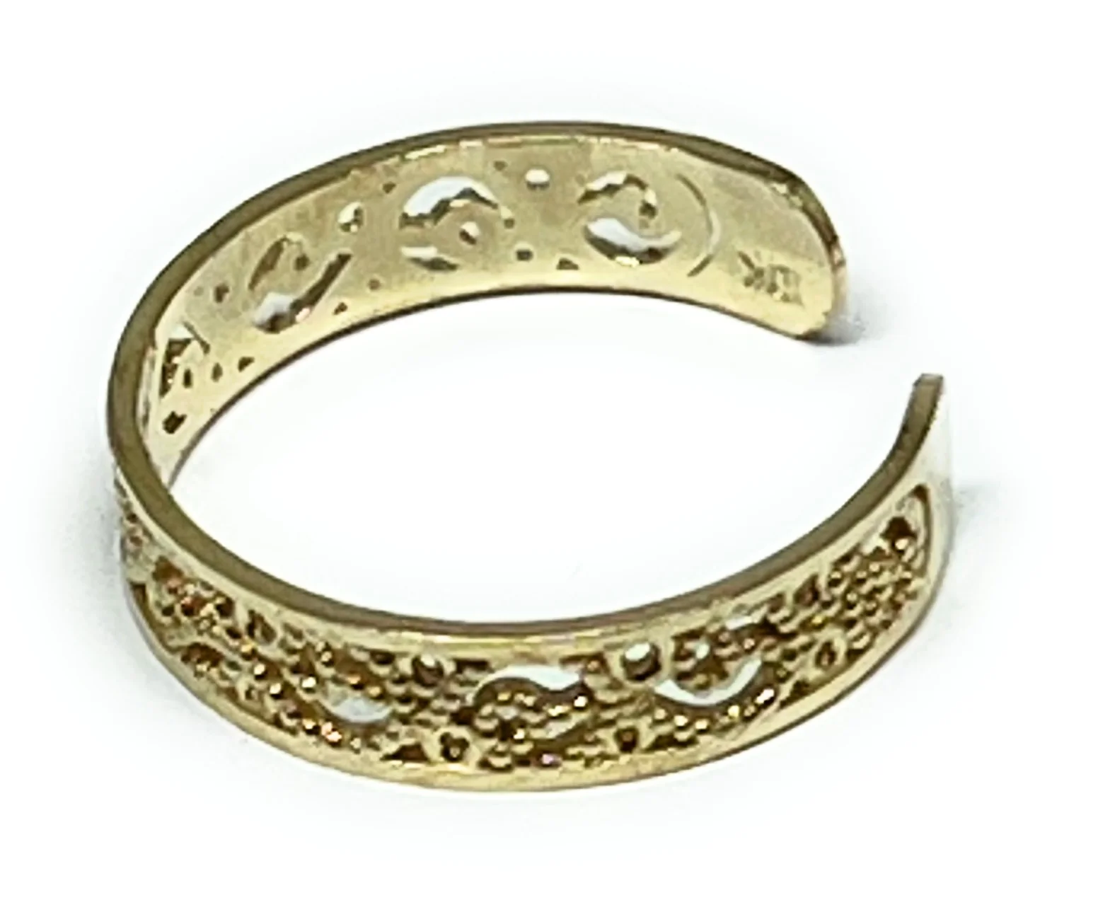 10k Solid Gold FILIGRAN Band TOE Ring - Image 2