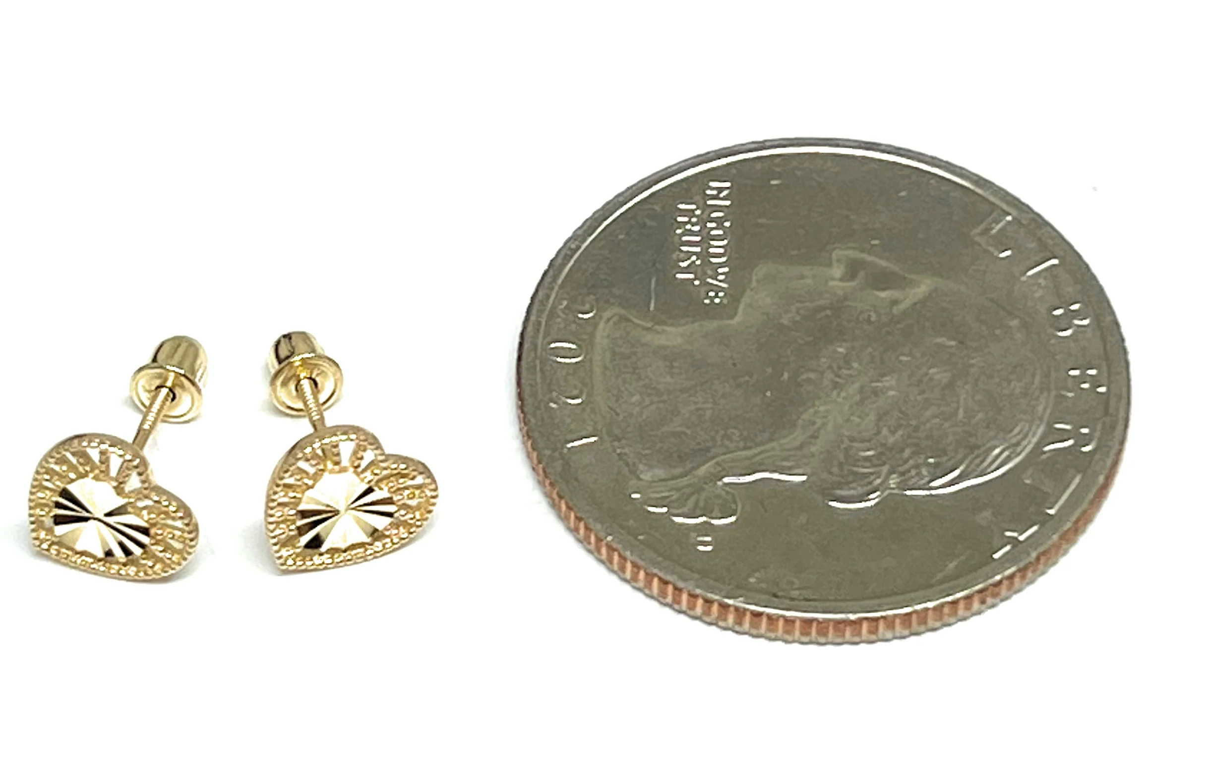10k Solid Gold Heart Mini Dainty Stud Earrings (FCE 13) - Image 2