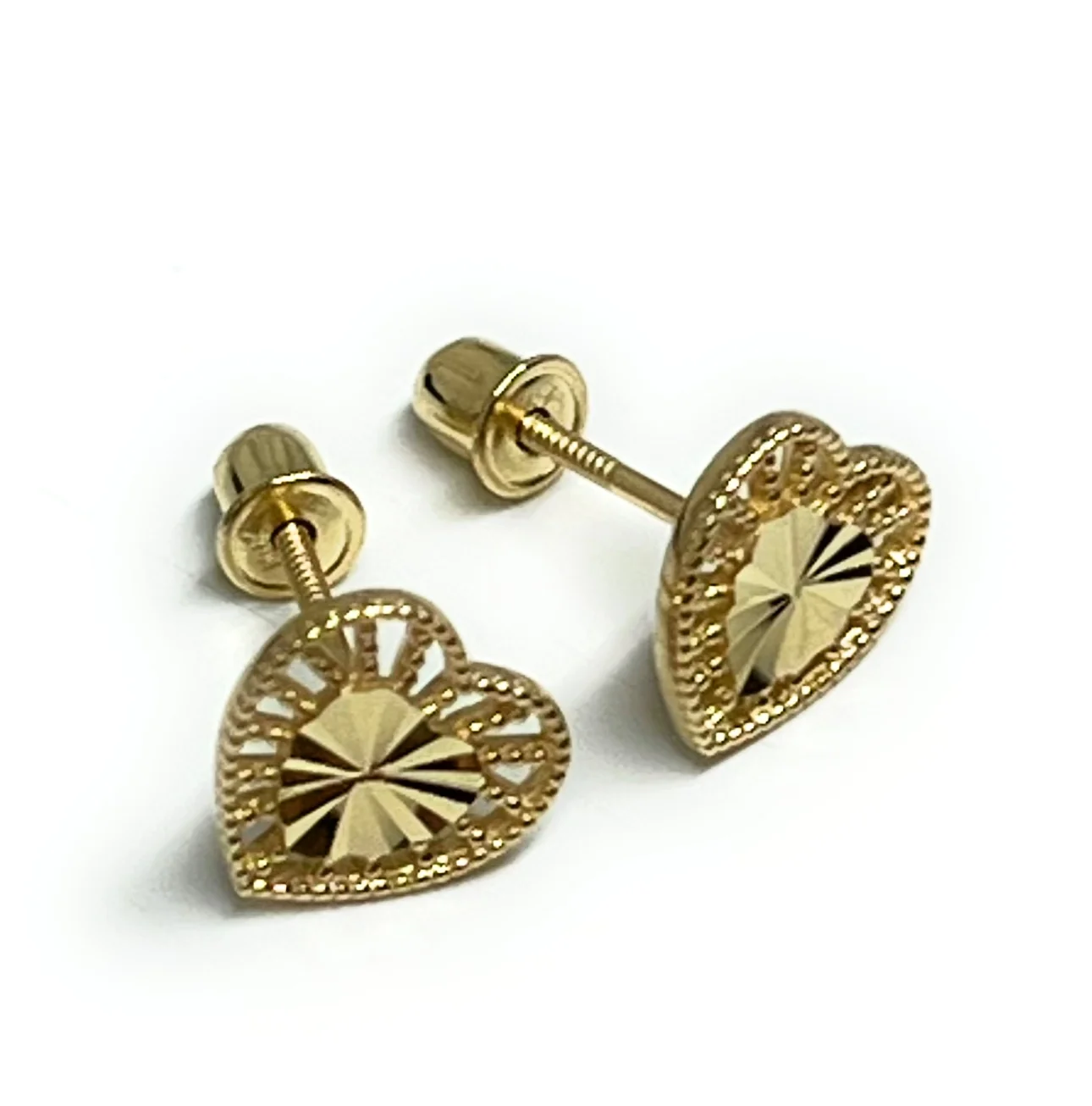 10k Solid Gold Heart Mini Dainty Stud Earrings (FCE 13) - Image 3