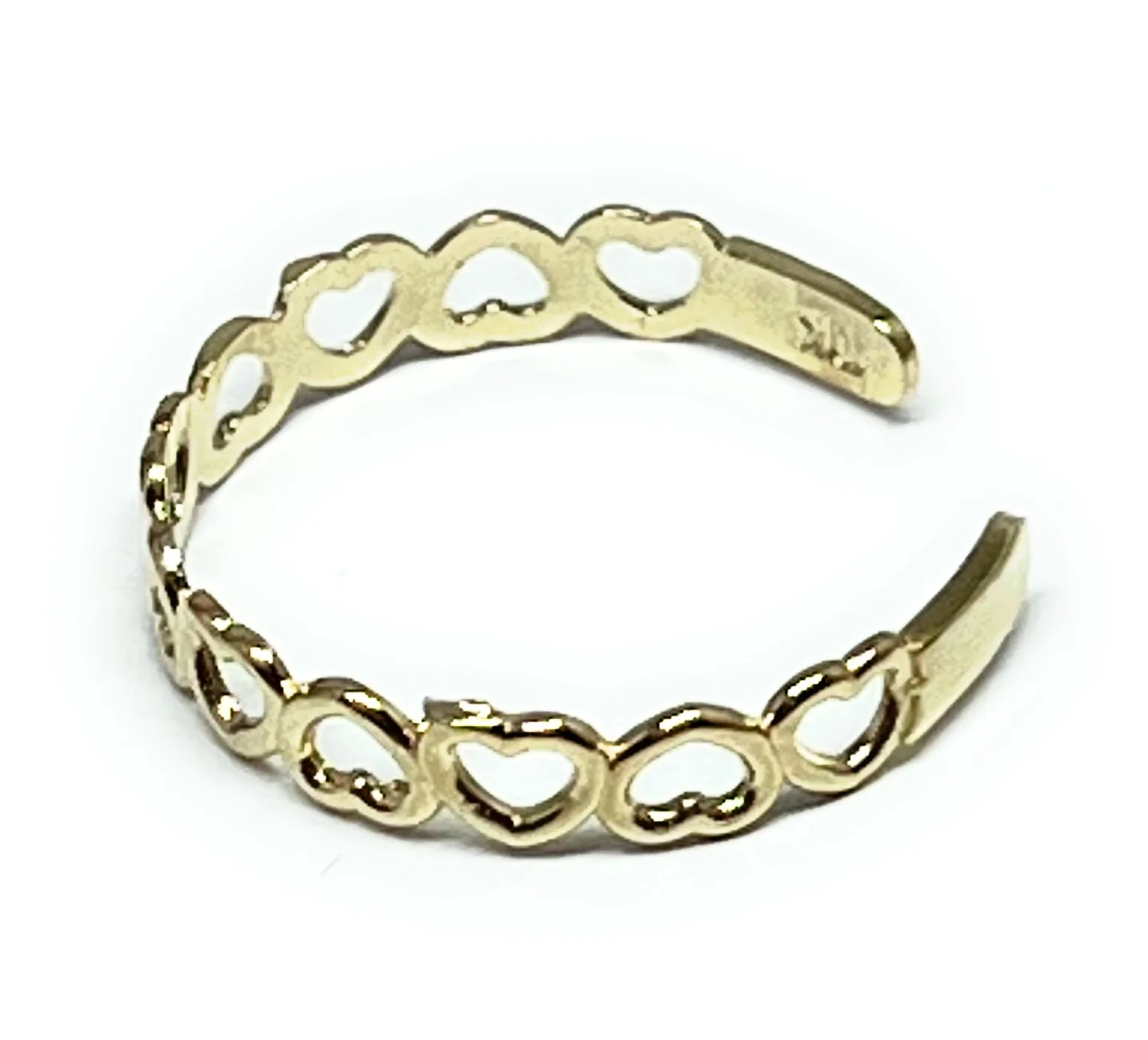 10k Solid Gold Hearts Band TOE Ring - Image 2