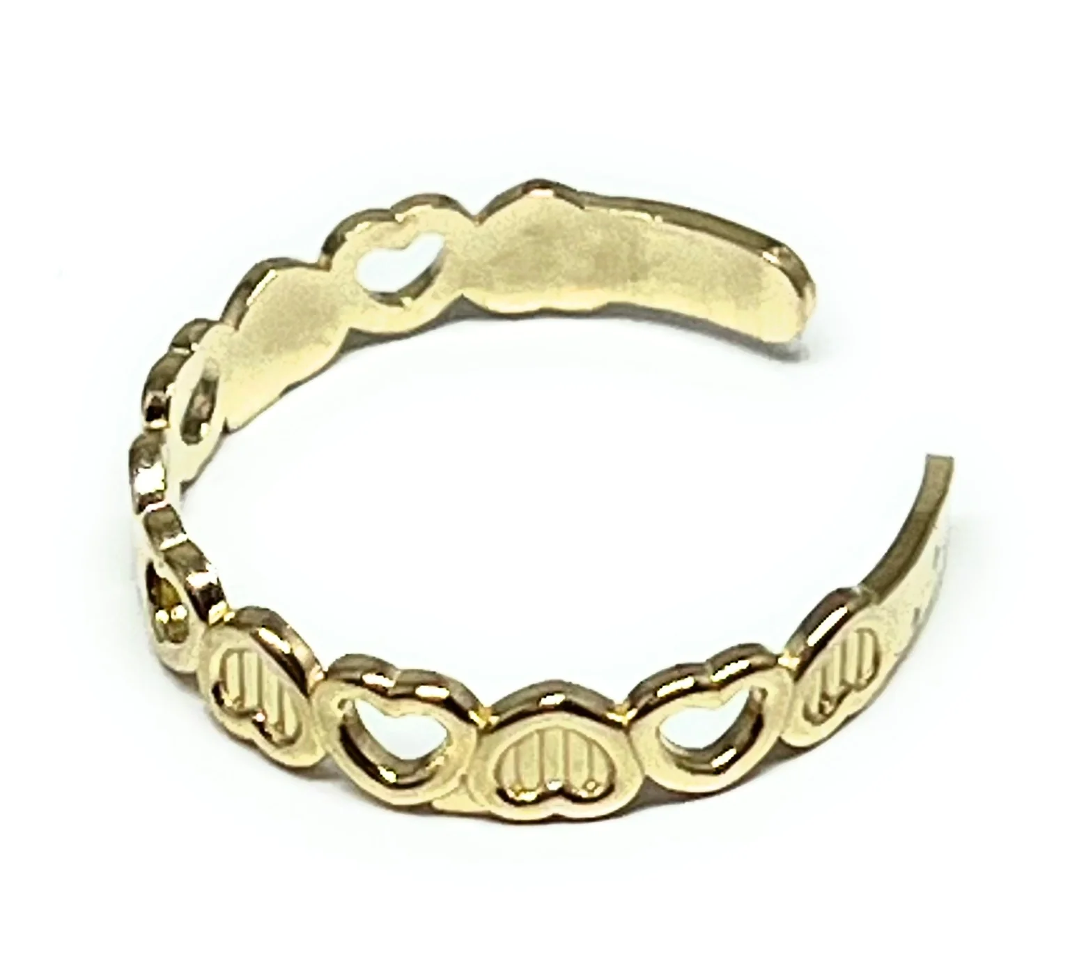 10k Solid Gold Hearts Band TOE Ring - Image 2