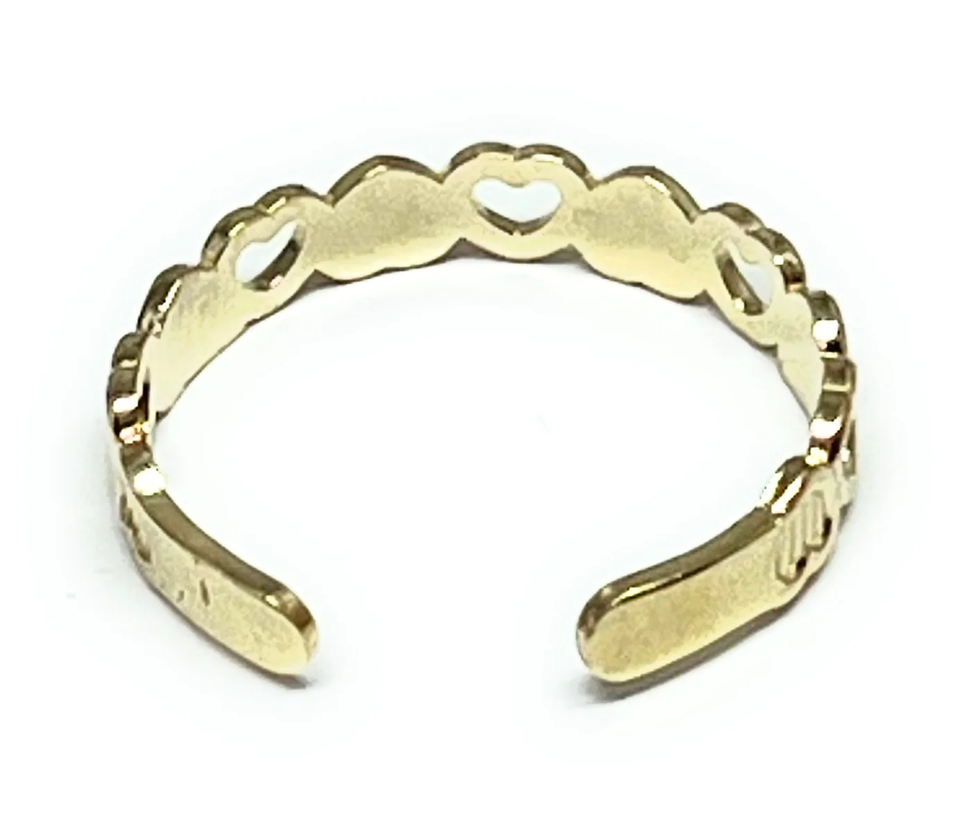 10k Solid Gold Hearts Band TOE Ring - Image 3
