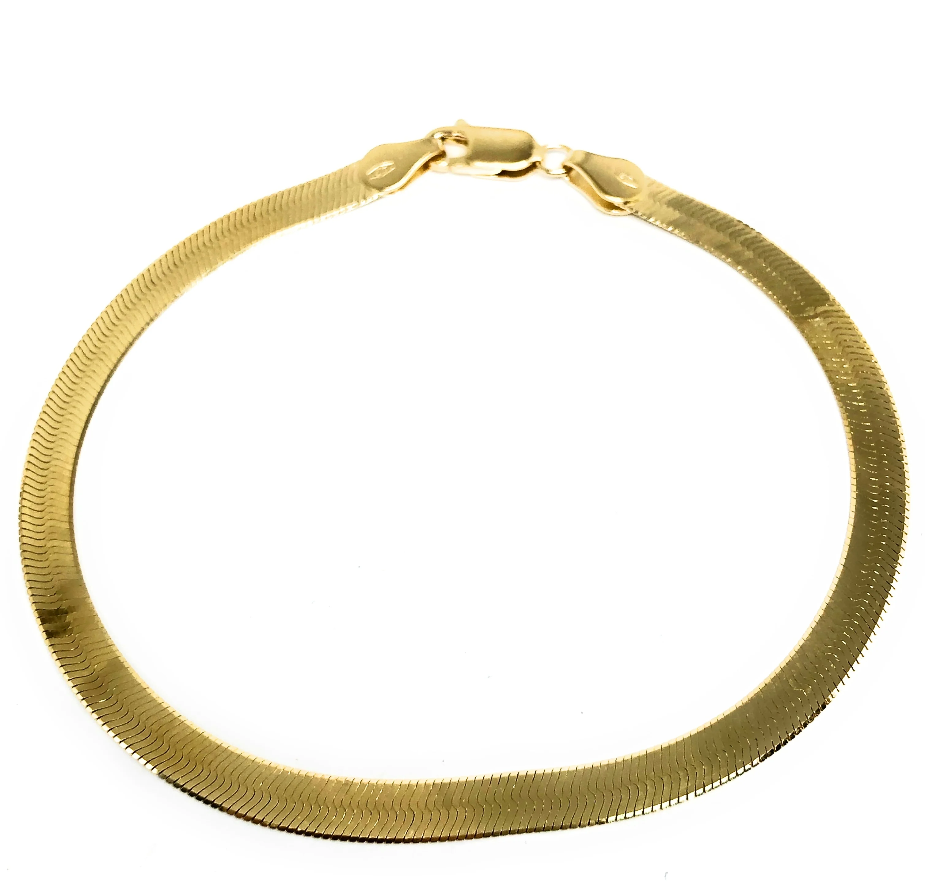 10k Solid Gold Herringbone Brracelet 7-8 inch 3-4.5mm - Image 5