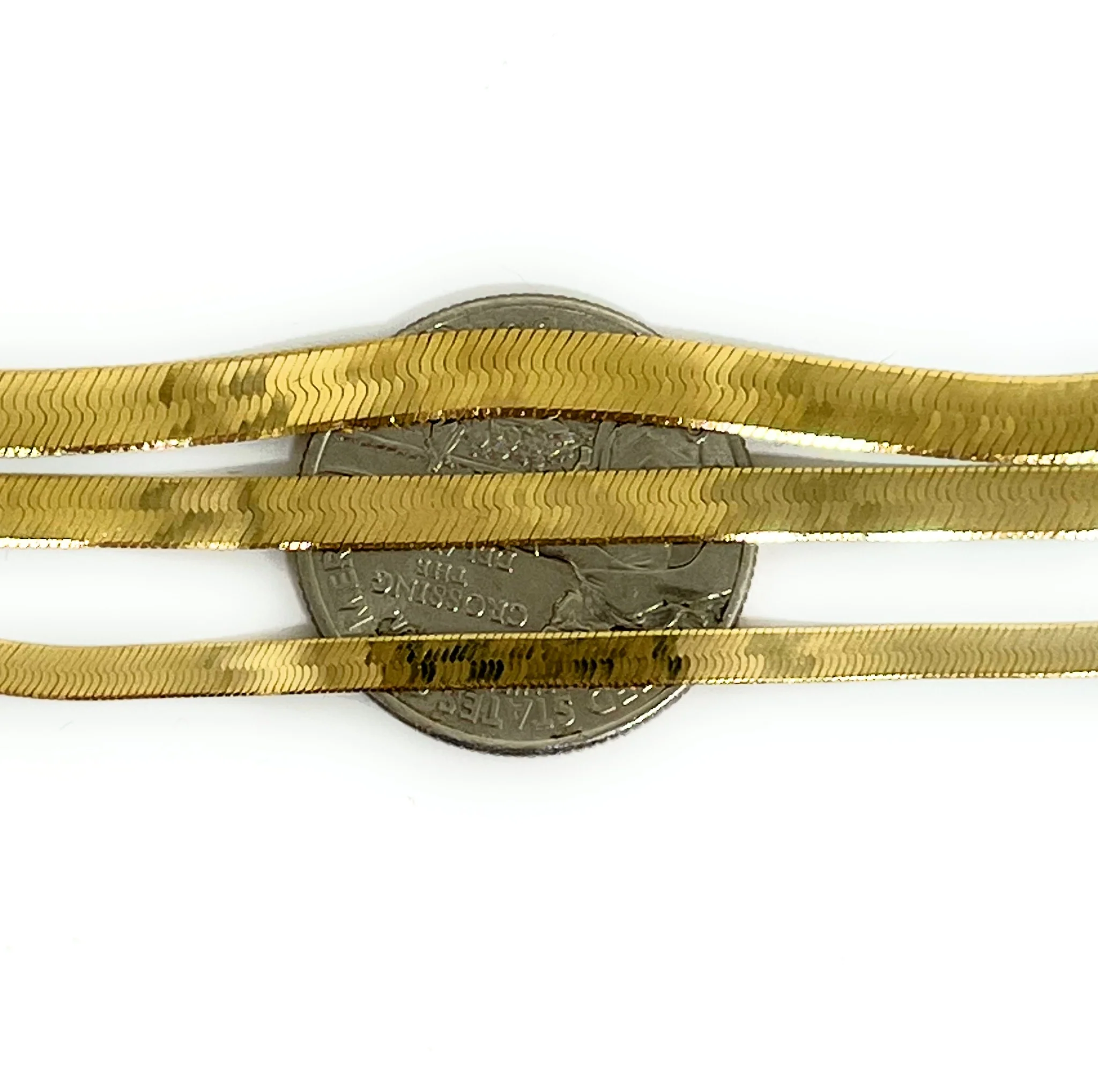 10k Solid Gold Herringbone Classic Chain 16-24 inch 3-4.5mm - Image 3