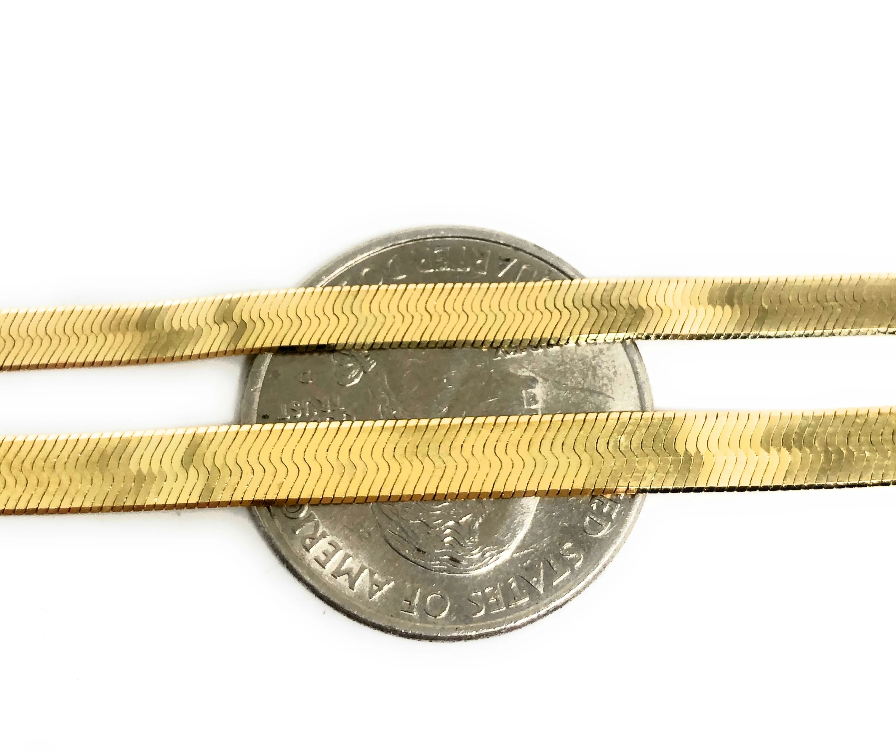 10k Solid Gold Herringbone Classic Chain 16-24 inch 3-4.5mm - Image 4