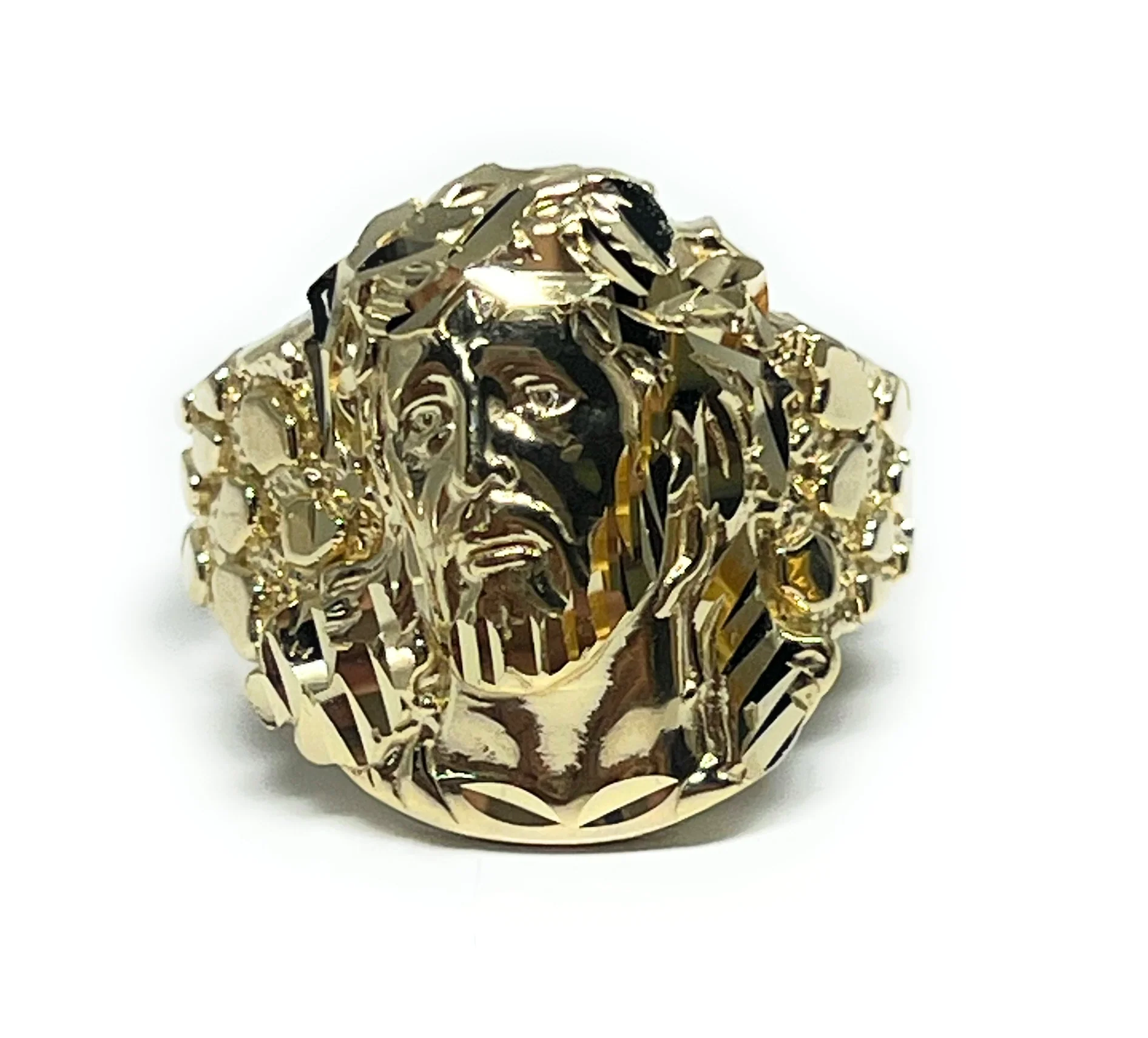 14k Solid Gold JESUS FACE NUGGET RING (5.5g)