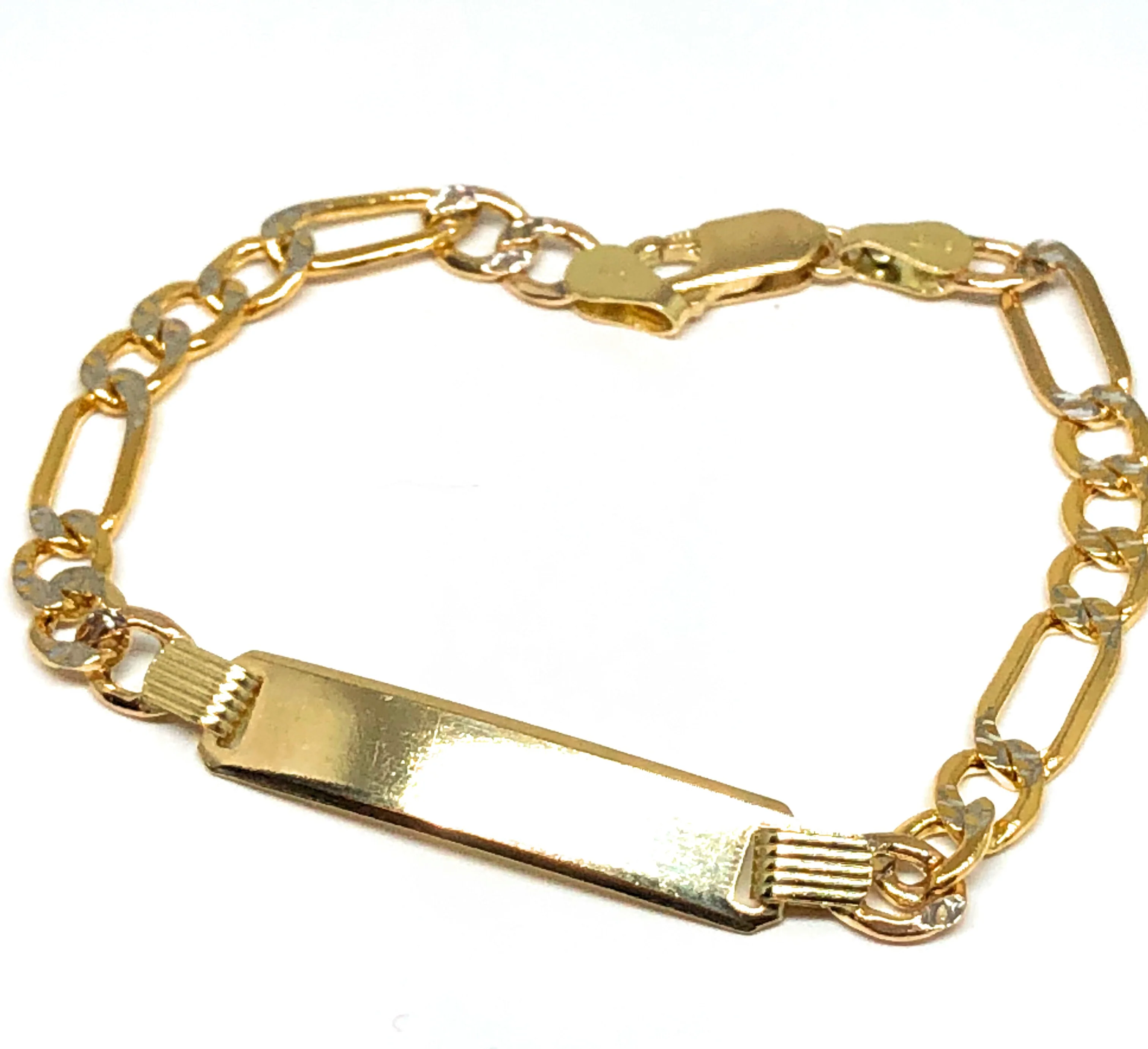 10k Solid Gold Kids 0-8 ID Brracelet 5.5-7 inch length 2.5-4.5mm Width (Free Engraving, Email us name!) Figaro - Image 6