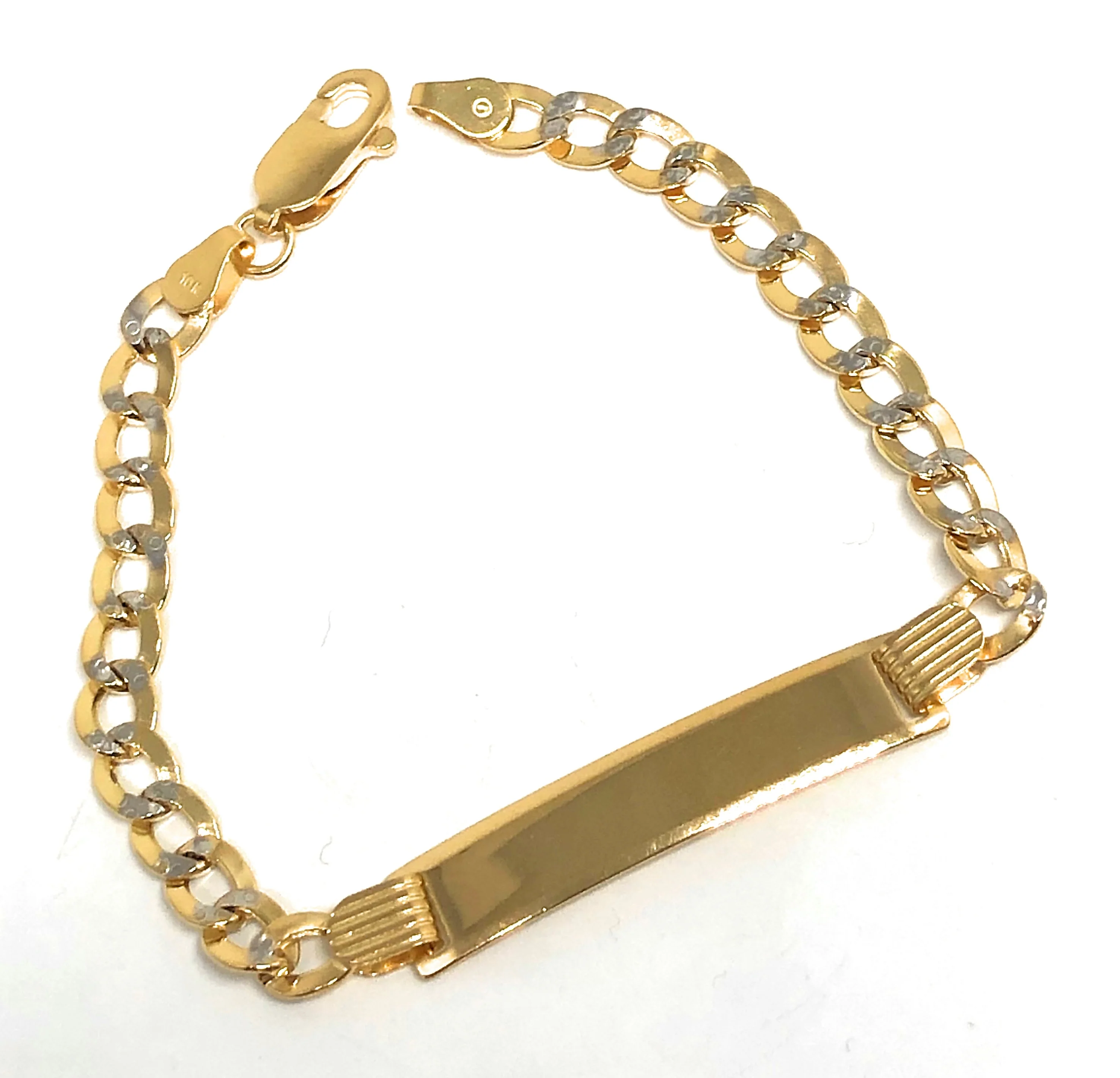 10k Solid Gold Kids 0-8 ID Cuban Link Brracelet 6 inch length 4.5MM Width (Free Engraving, Email us name!) - Image 3
