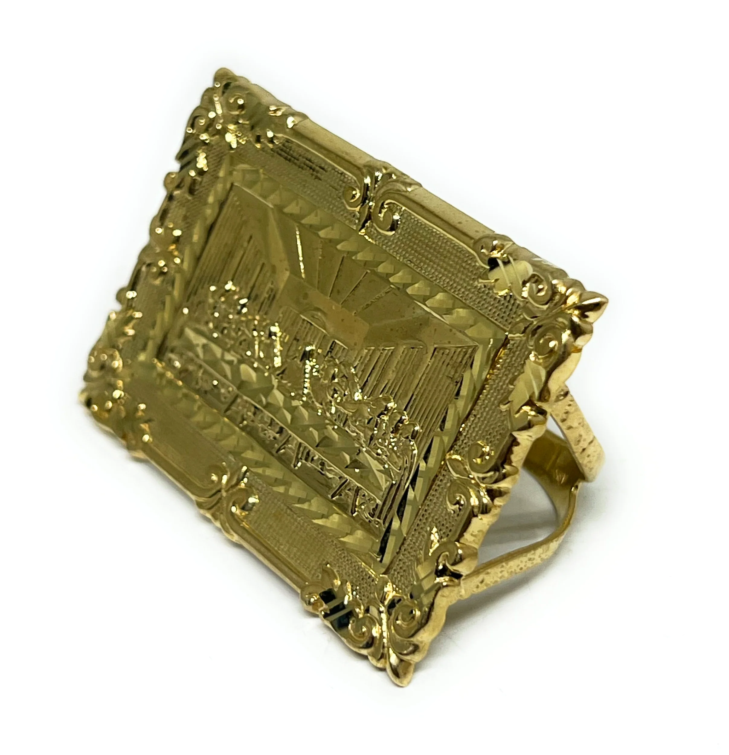 10k Solid Gold LAST SUPPER PORTRAIT BORDER TWO FINGER Ring (14.4g) - Image 2