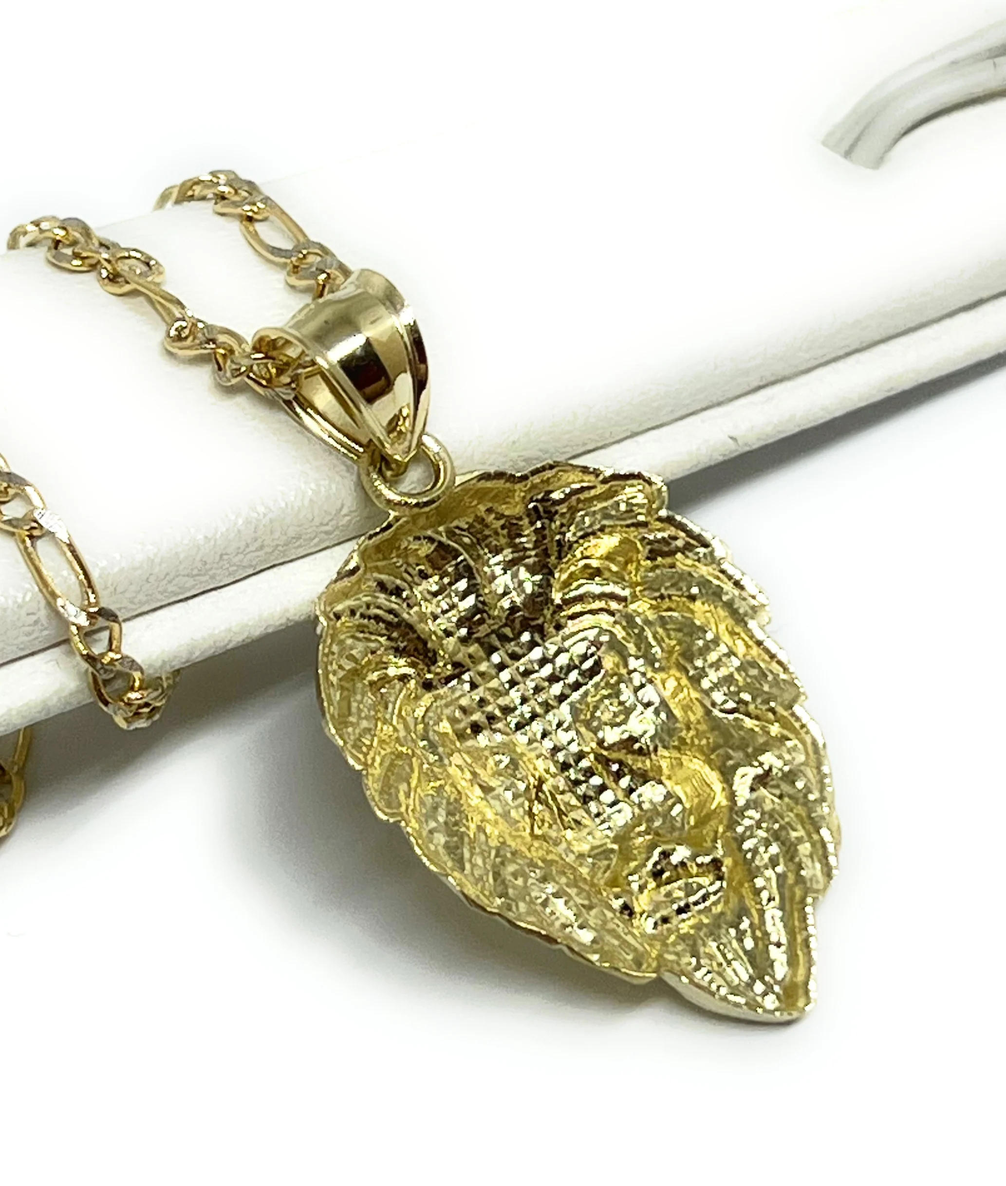 10k Solid Gold Lion Face Pendant Necklace (SM,LG) - Image 4