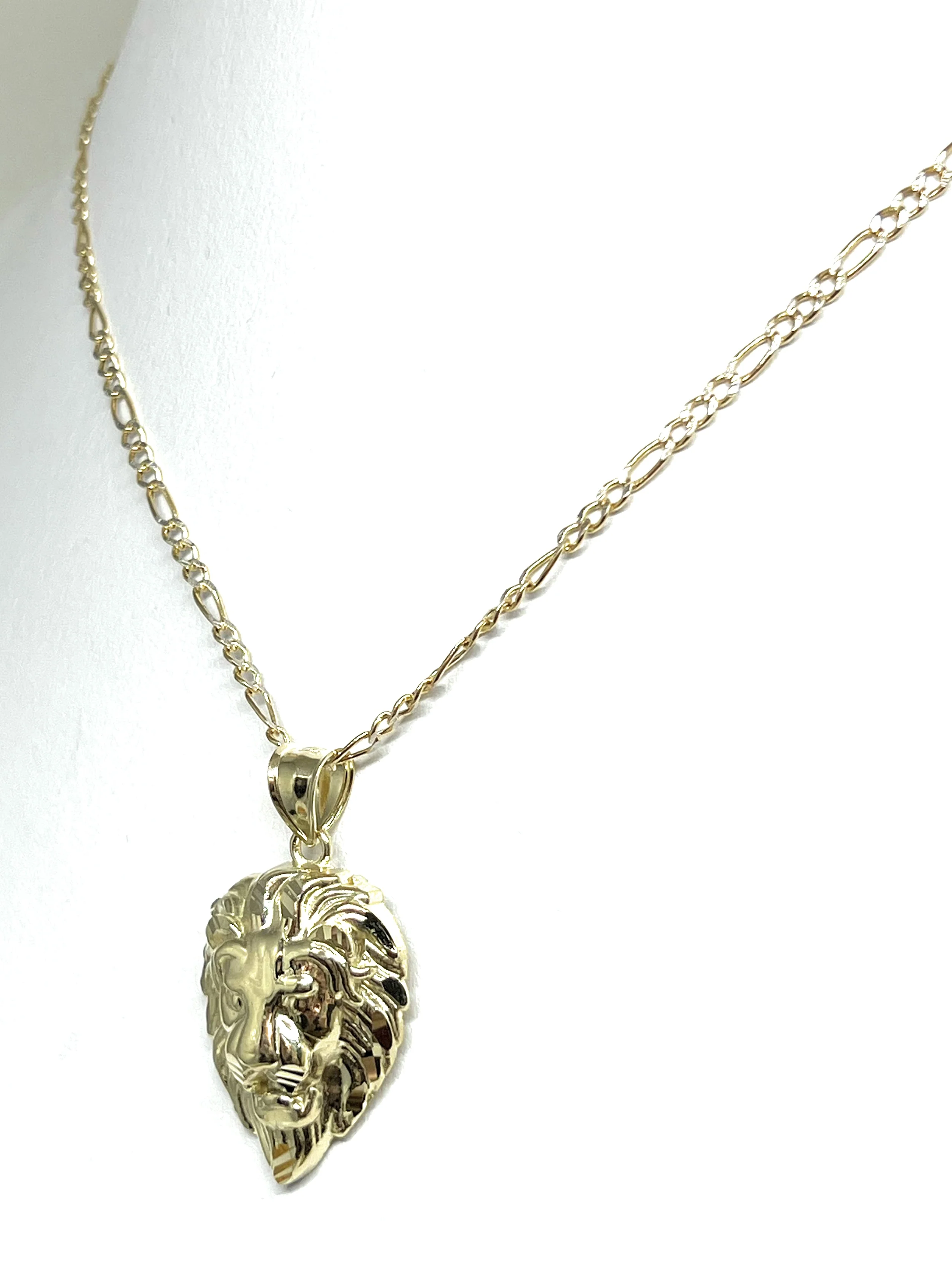 10k Solid Gold Lion Face Pendant Necklace (SM,LG) - Image 5