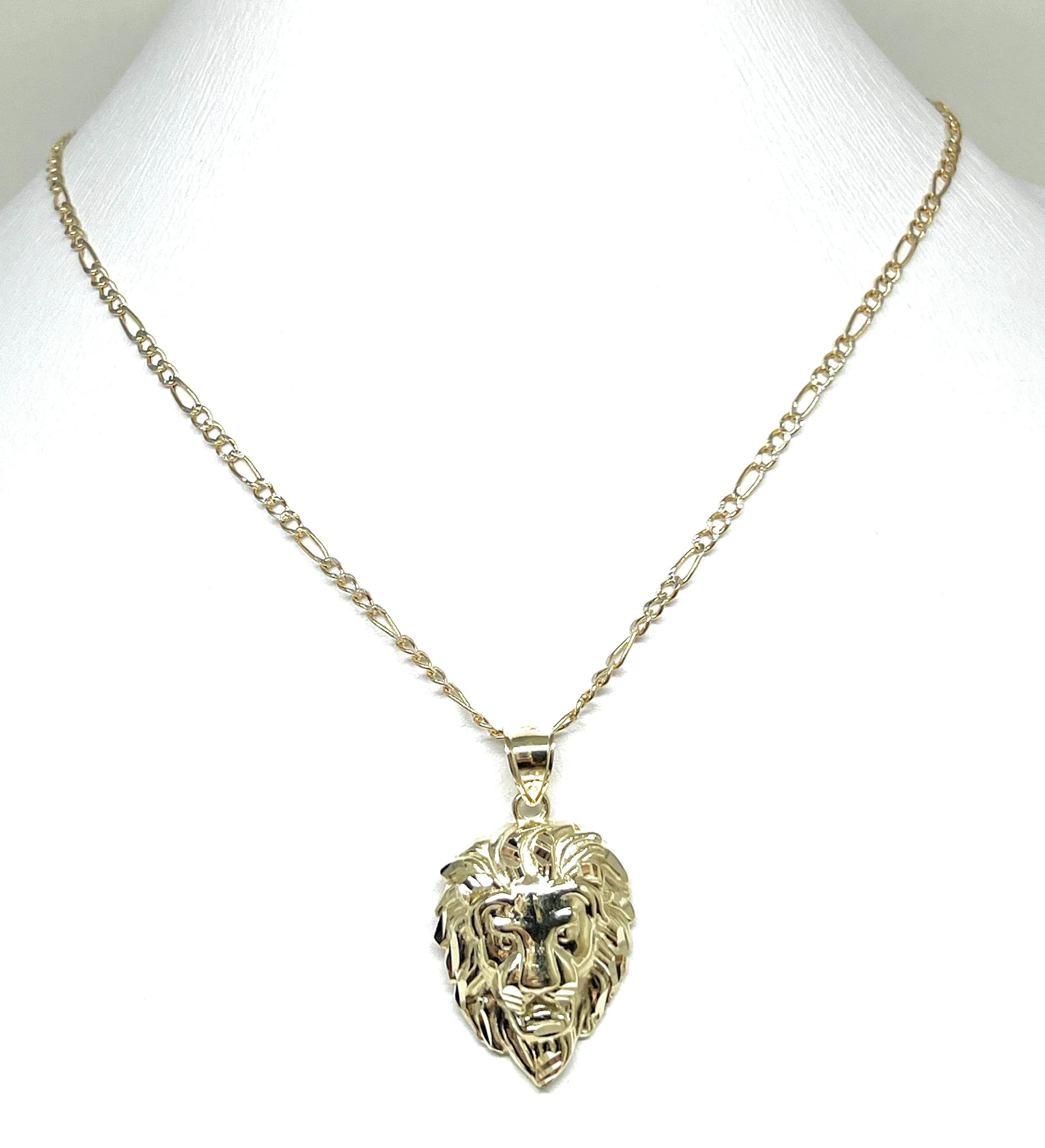 10k Solid Gold Lion Face Pendant Necklace (SM,LG) - Image 6