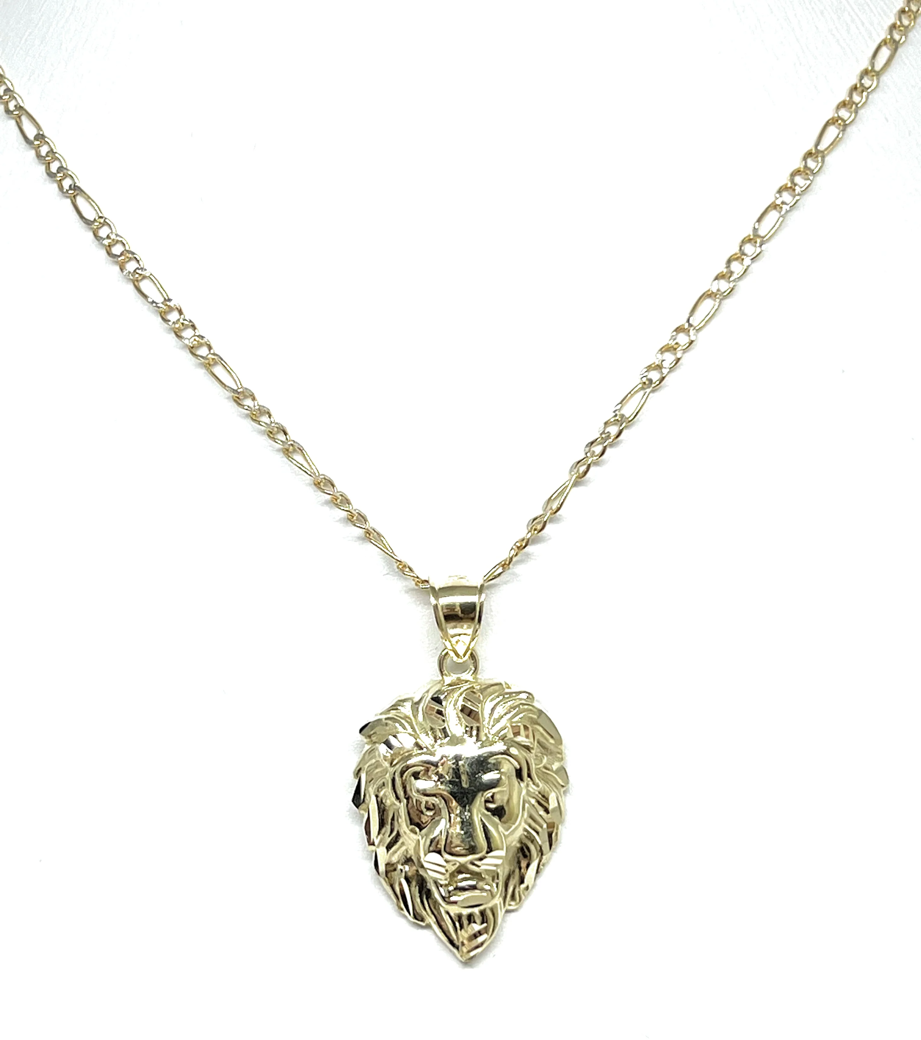 10k Solid Gold Lion Face Pendant Necklace (SM,LG) - Image 7