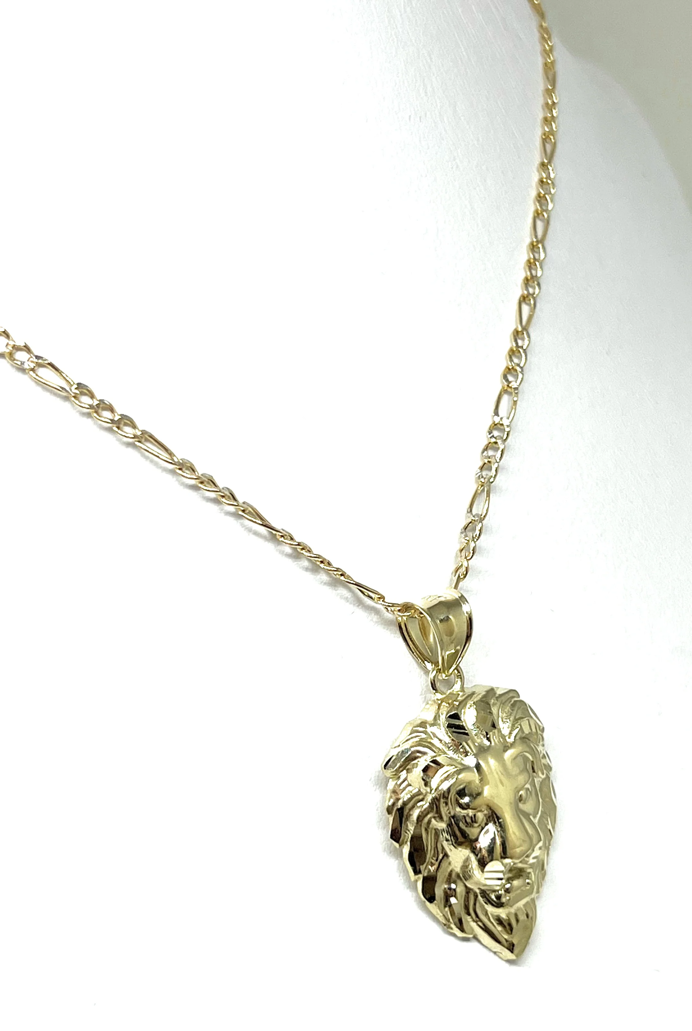 10k Solid Gold Lion Face Pendant Necklace (SM,LG) - Image 8