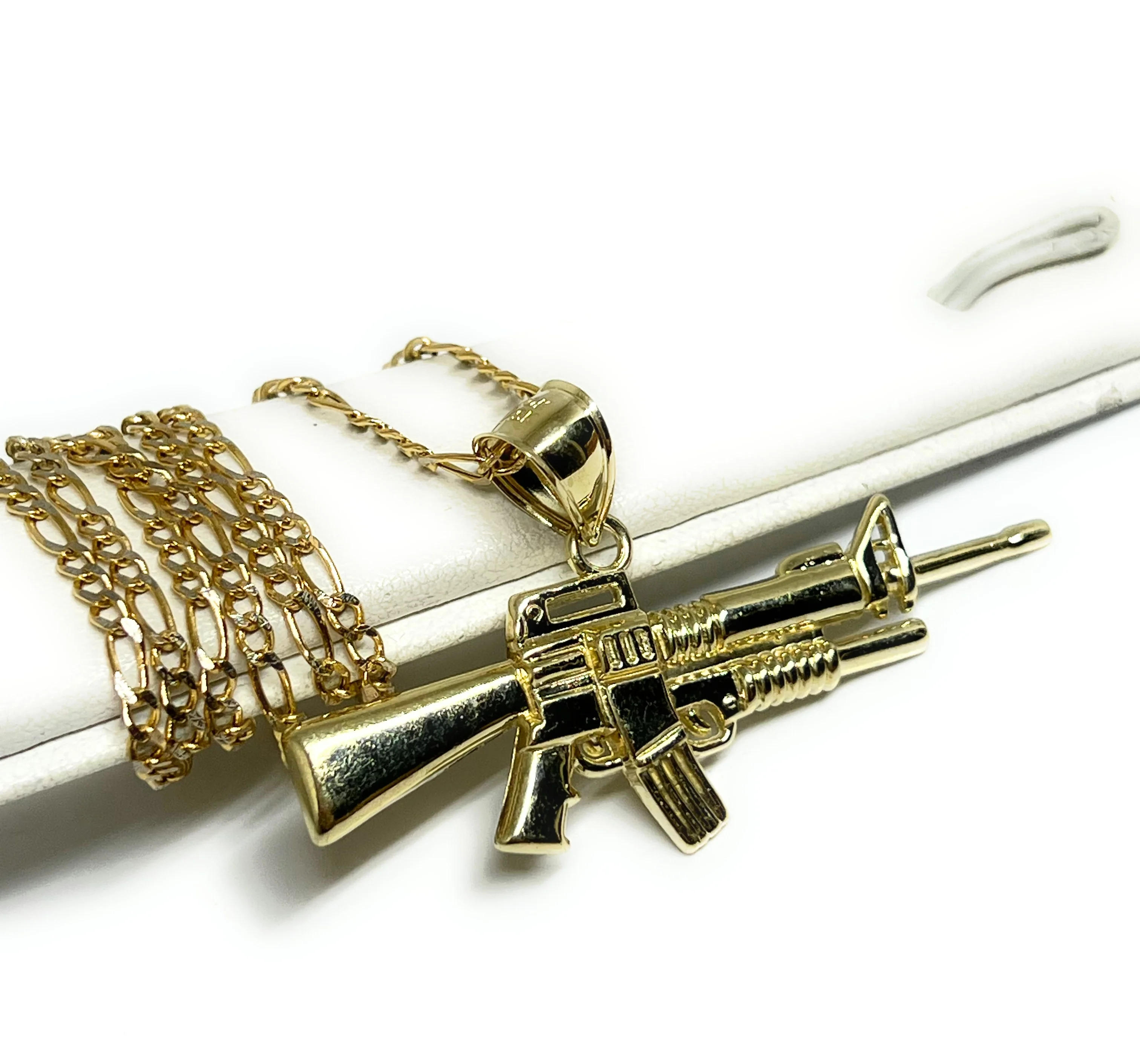 10k Solid Gold Machine Gun M4A1 Pendant Necklace - Image 7