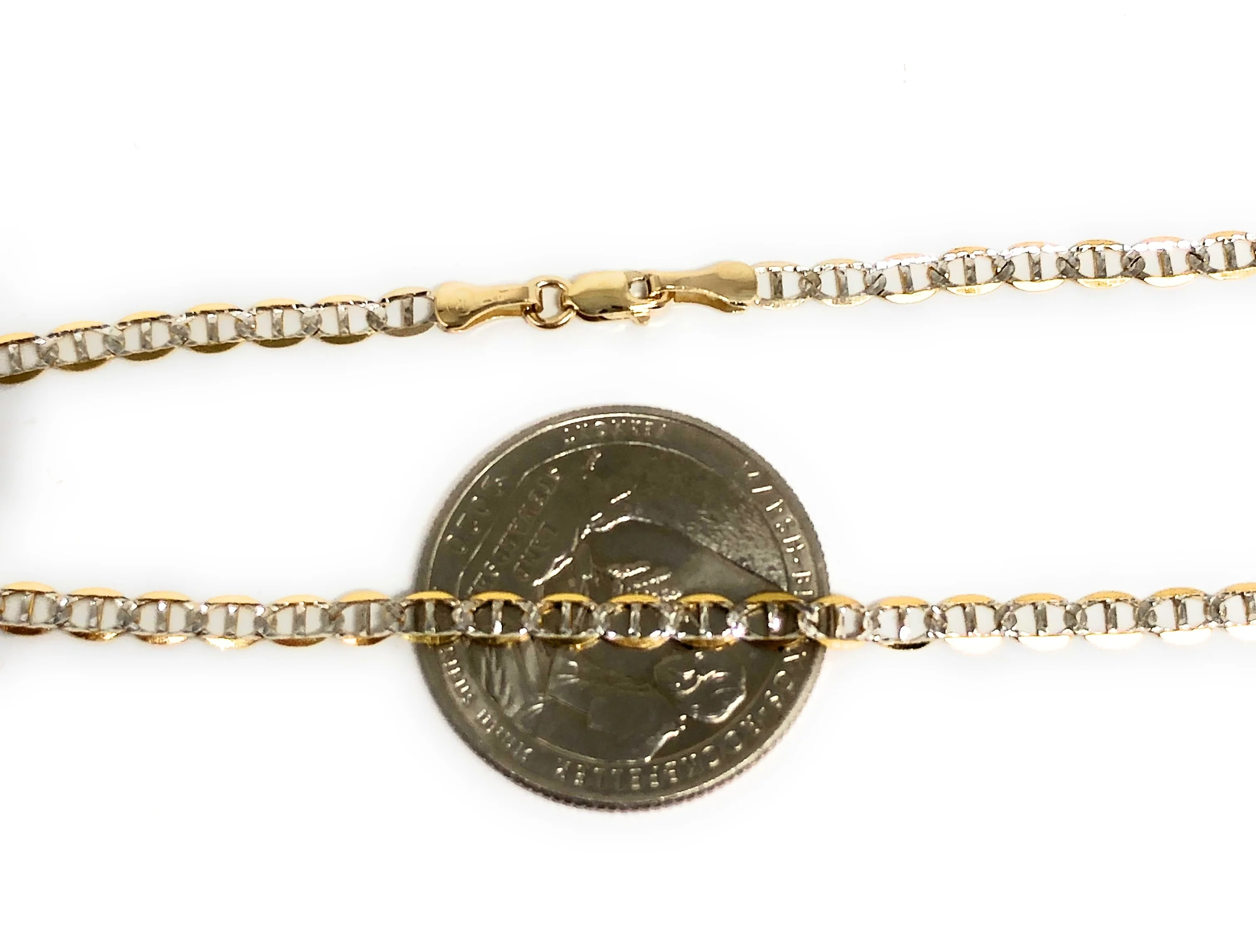 10k Solid Gold Mariner Link DIAMOND CUT (WHITE GOLD) Chain 18-24 inches 3MM (Semi-Hollow Style) - Image 2