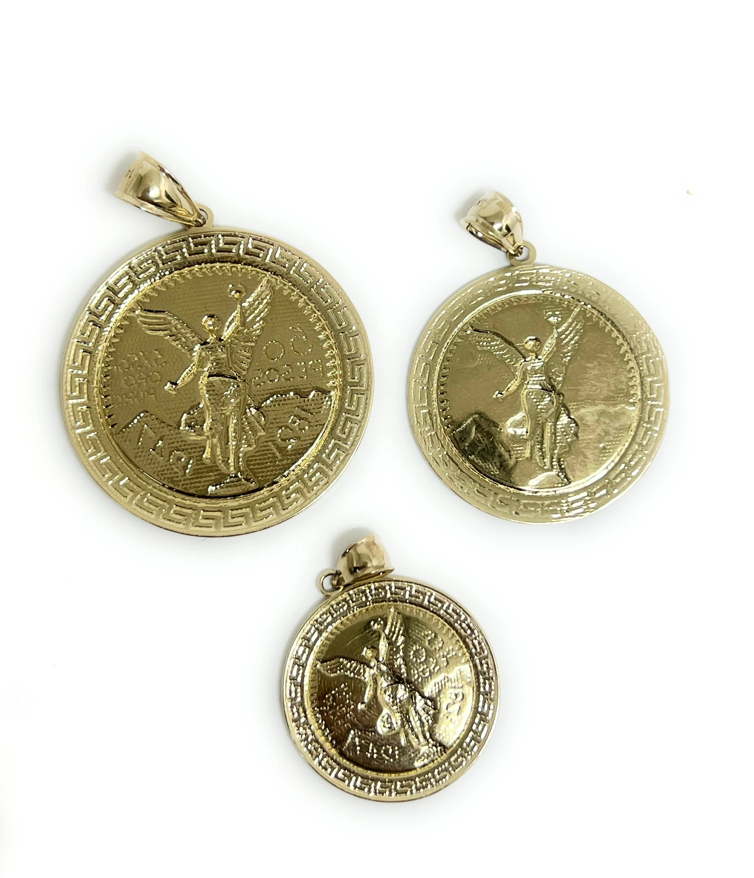 14k Solid Gold Mexican Cenntenario MEANDROS BORDER Pendant Necklace (LG, MED, SM) - Image 8