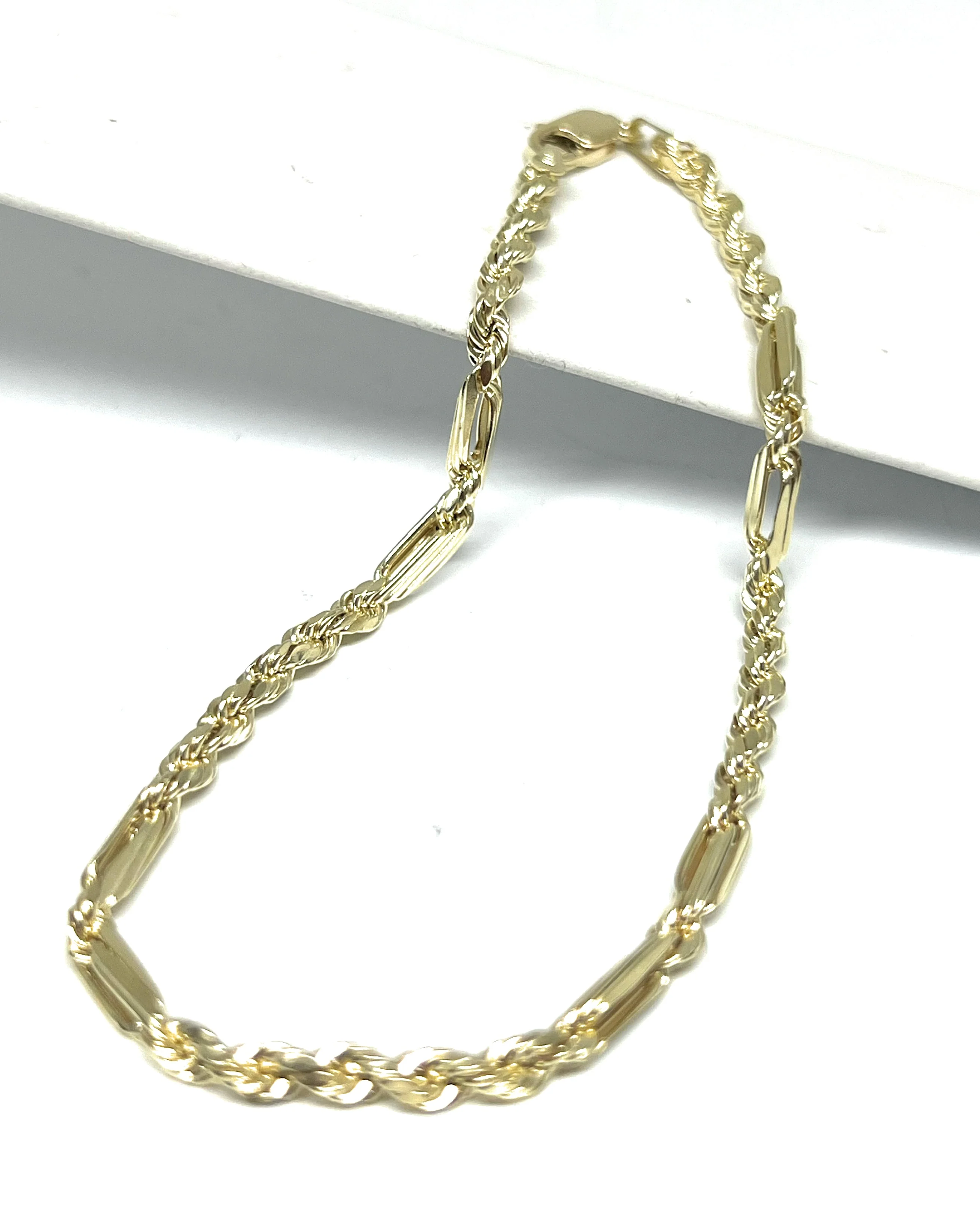 10k Solid Gold Milano Rope "FIGAROPE" BRRACELET 7-8 inch 3mm (SEMI-HOLLOW STYLE) - Image 3