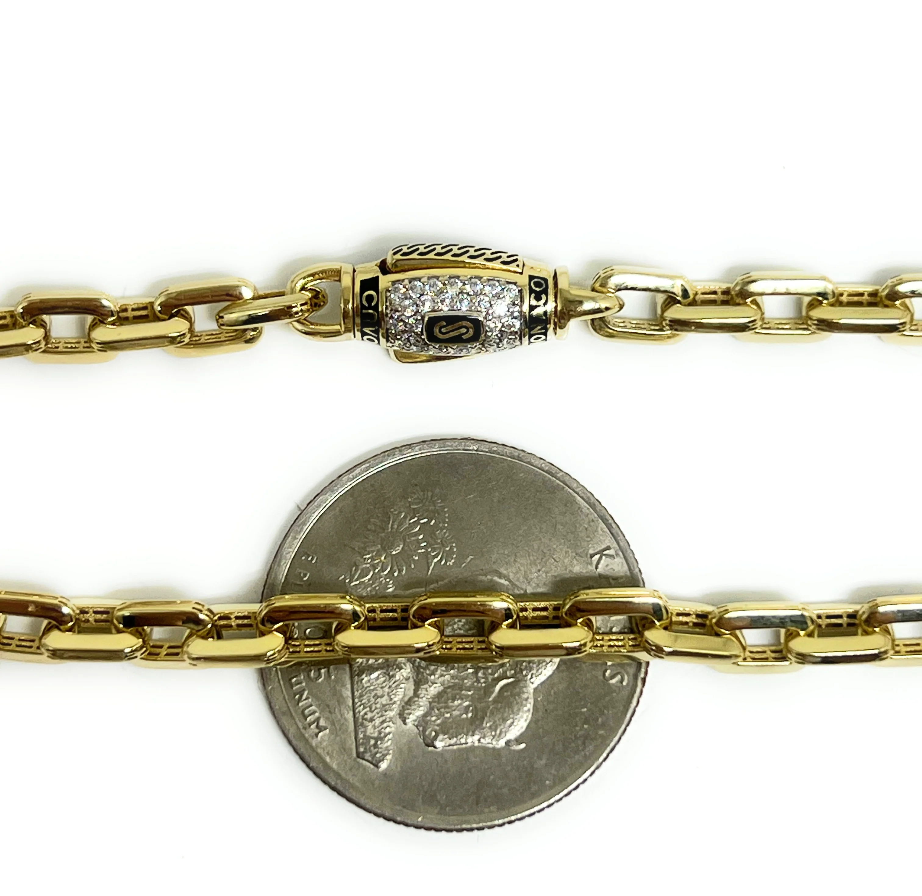 10k Solid Gold MONACO HERMES LINK CAVO WITH CZ LOCK 18-26 inch 5mm (SEMI-HOLLOW) - Image 2