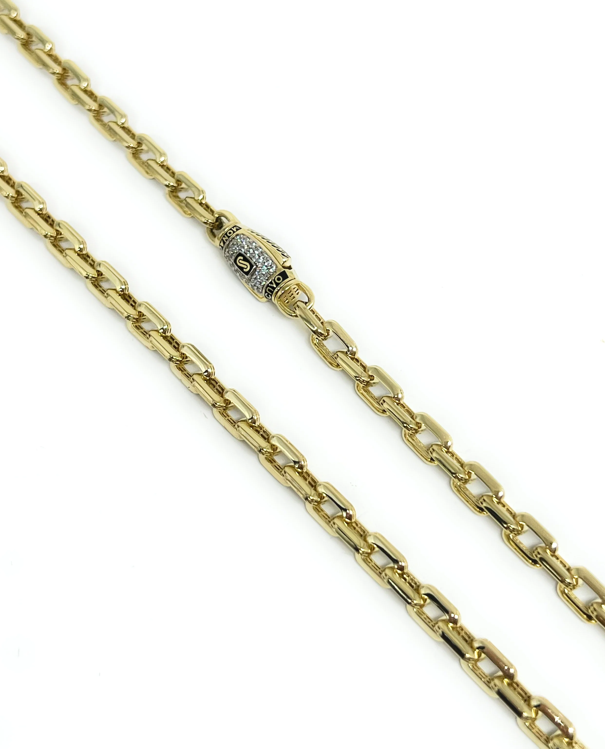 10k Solid Gold MONACO HERMES LINK CAVO WITH CZ LOCK 18-26 inch 5mm (SEMI-HOLLOW) - Image 3