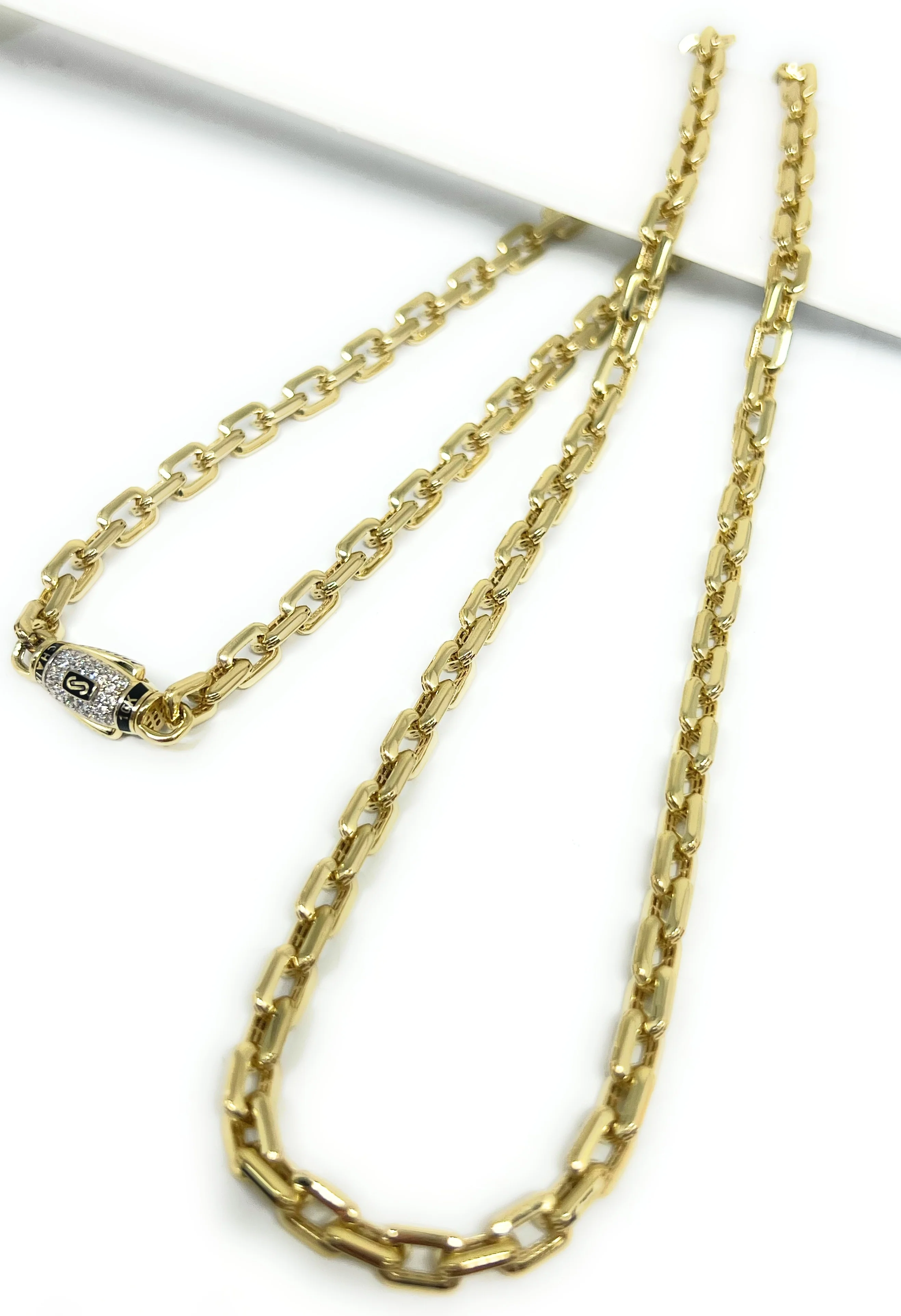 10k Solid Gold MONACO HERMES LINK CAVO WITH CZ LOCK 18-26 inch 5mm (SEMI-HOLLOW) - Image 4
